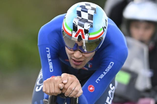 <p>Ganna is the reigning world time trial champion</p>