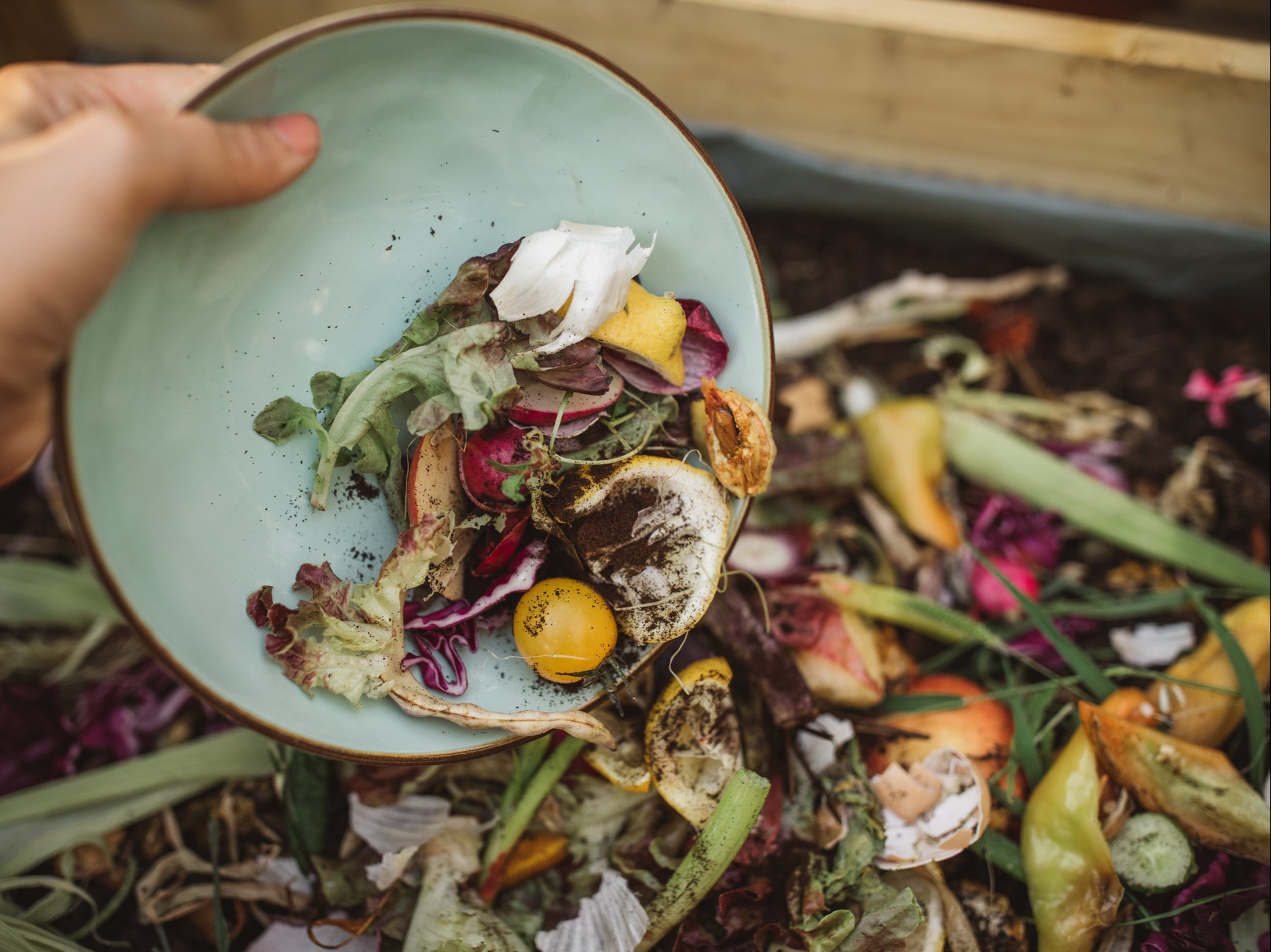 Food waste being turned to compost