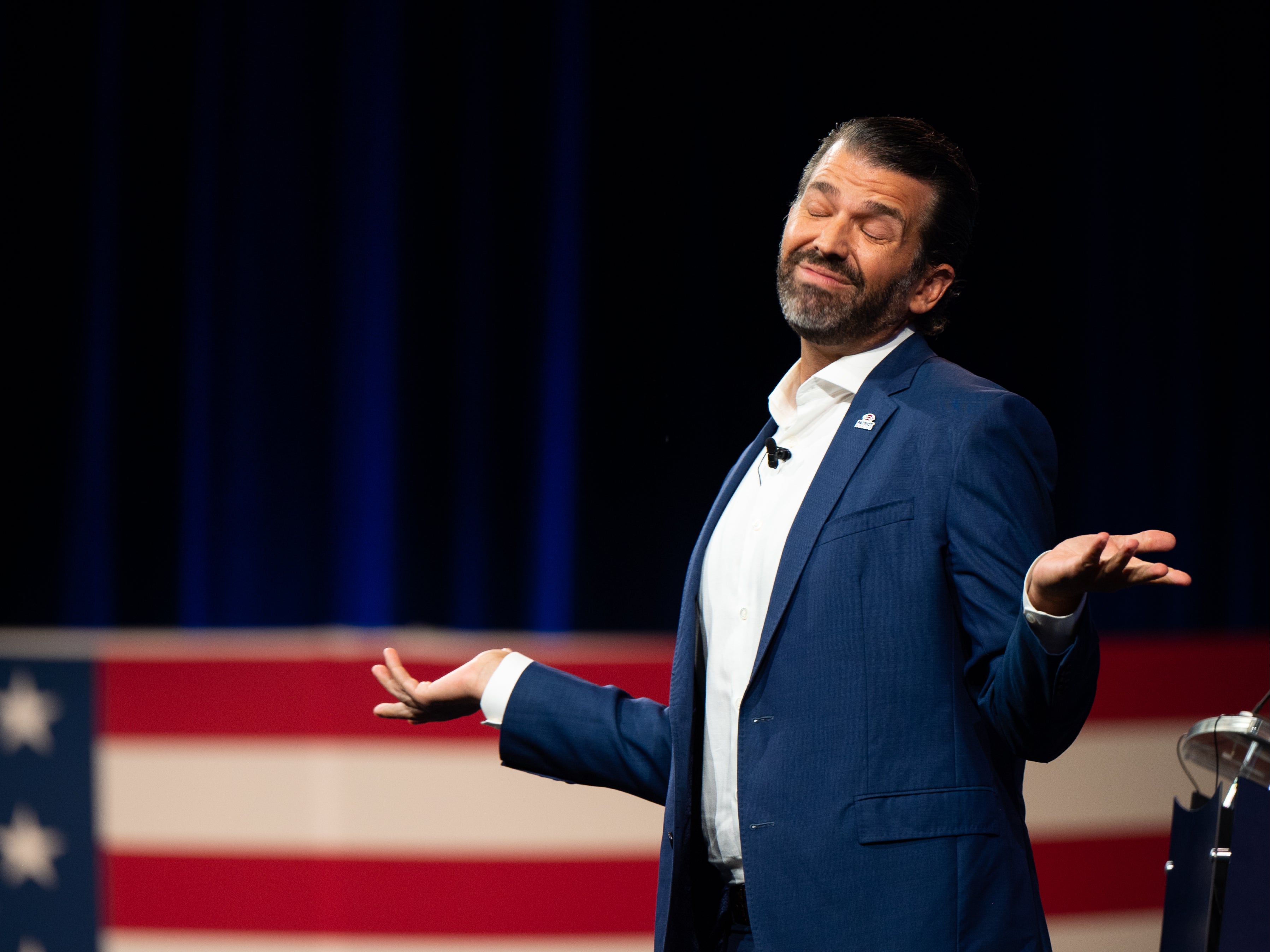 Donald Trump Jr. speaks during the Conservative Political Action Conference CPAC held at the Hilton Anatole on July 09, 2021 in Dallas, Texas.