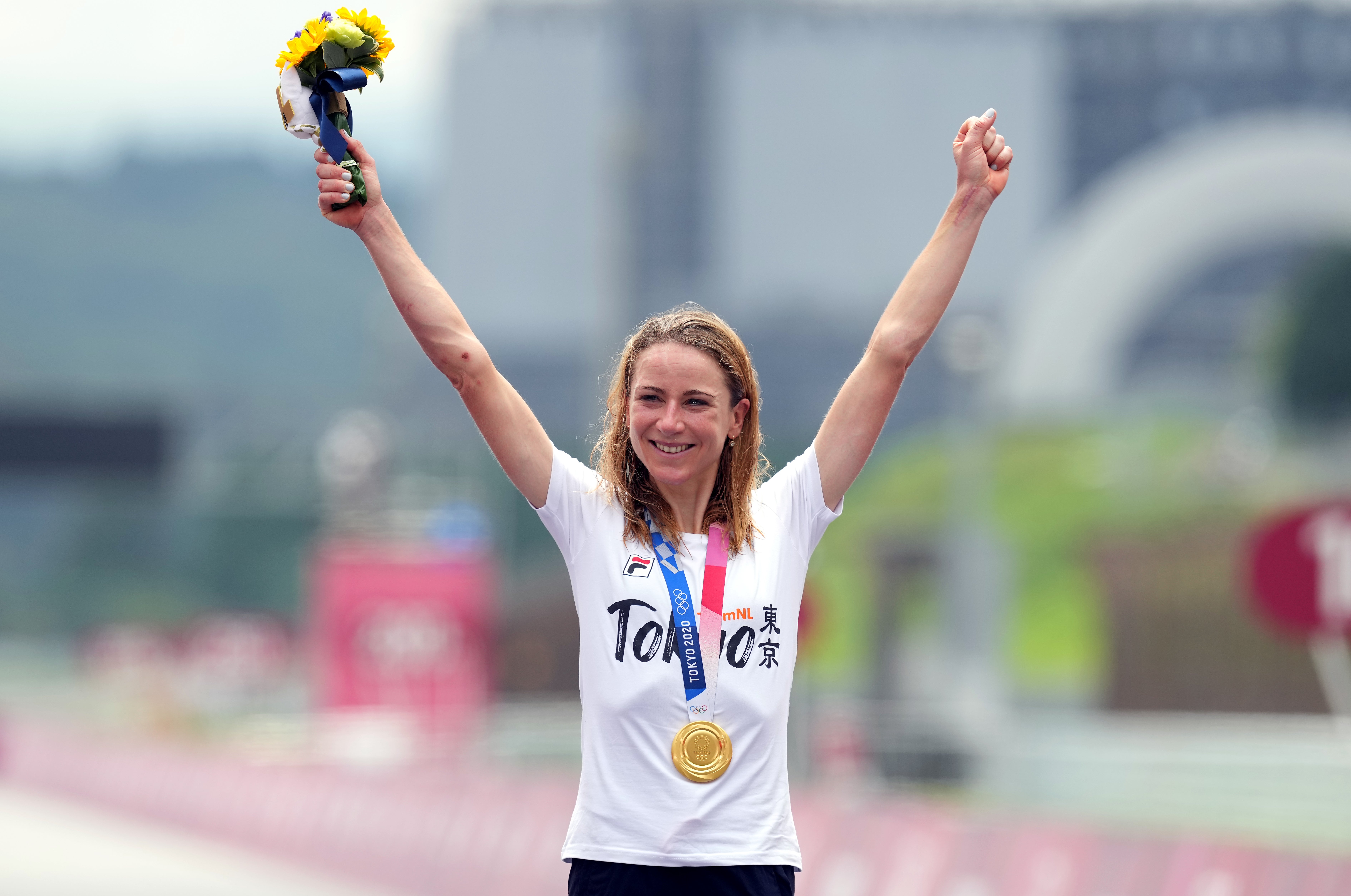 Annemiek van Vleuten celebrated time trial gold after her disappointment in the road race (Martin Rickett/PA)