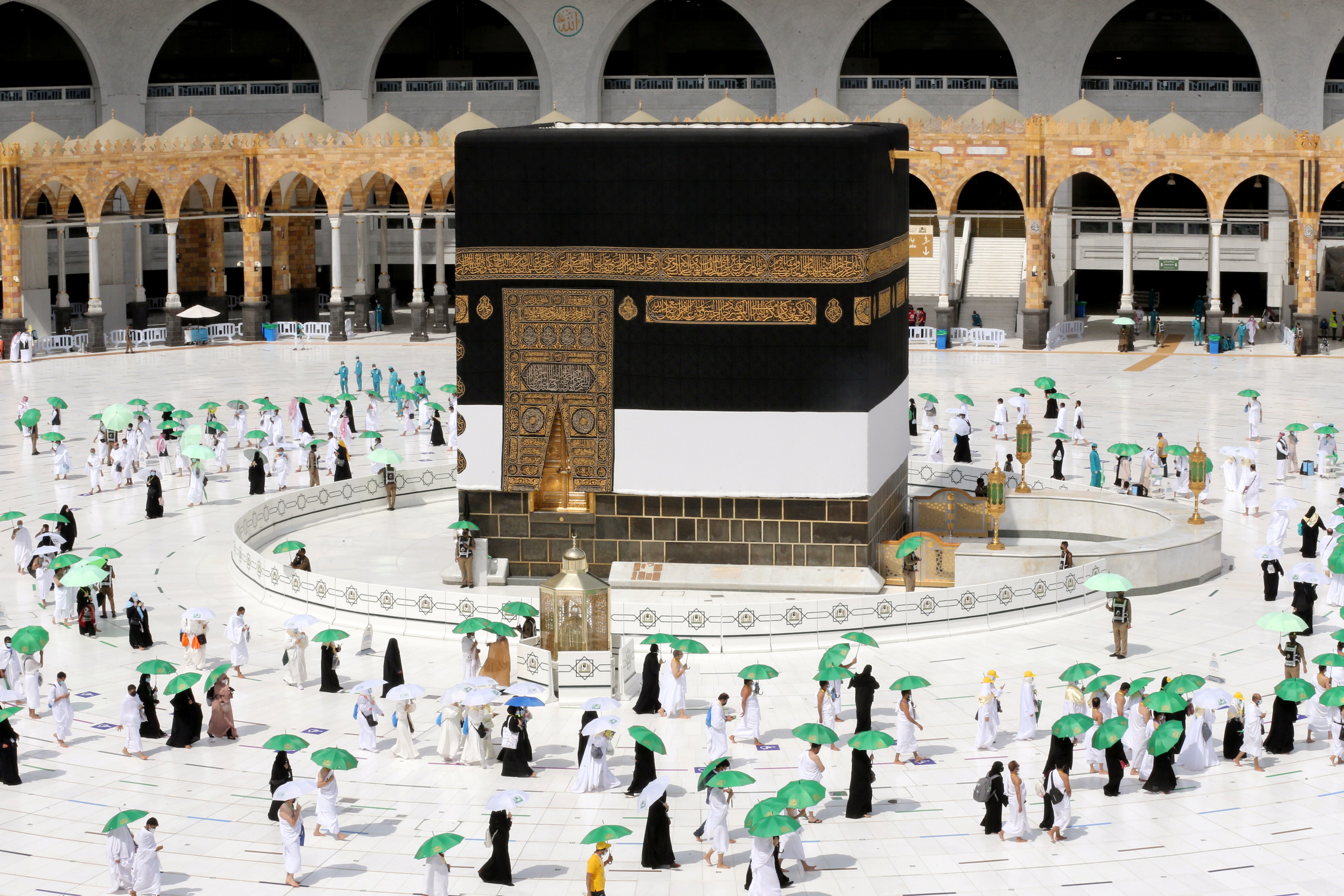 Muslim pilgrims perform Tawaf around Kaaba in the Grand Mosque in the holy city of Mecca, Saudi Arabia July 17, 2021