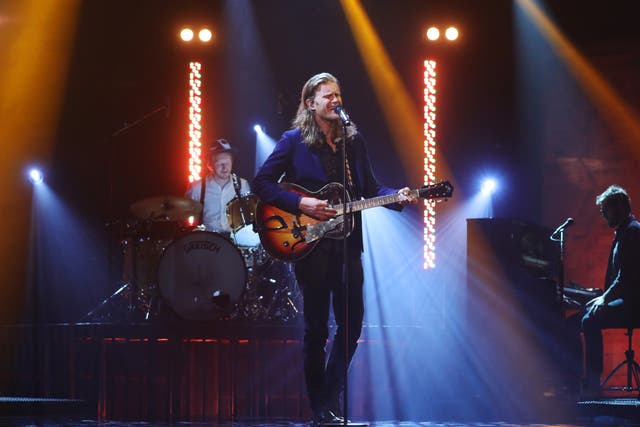 Wesley Schultz of The Lumineers performing during the filming for the Graham Norton Show (PA)