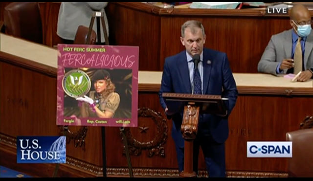 <p>Rep. Casten brought a little Fergalicious flair to his address to the House of Representatives about his new bill to tackle climate change</p>