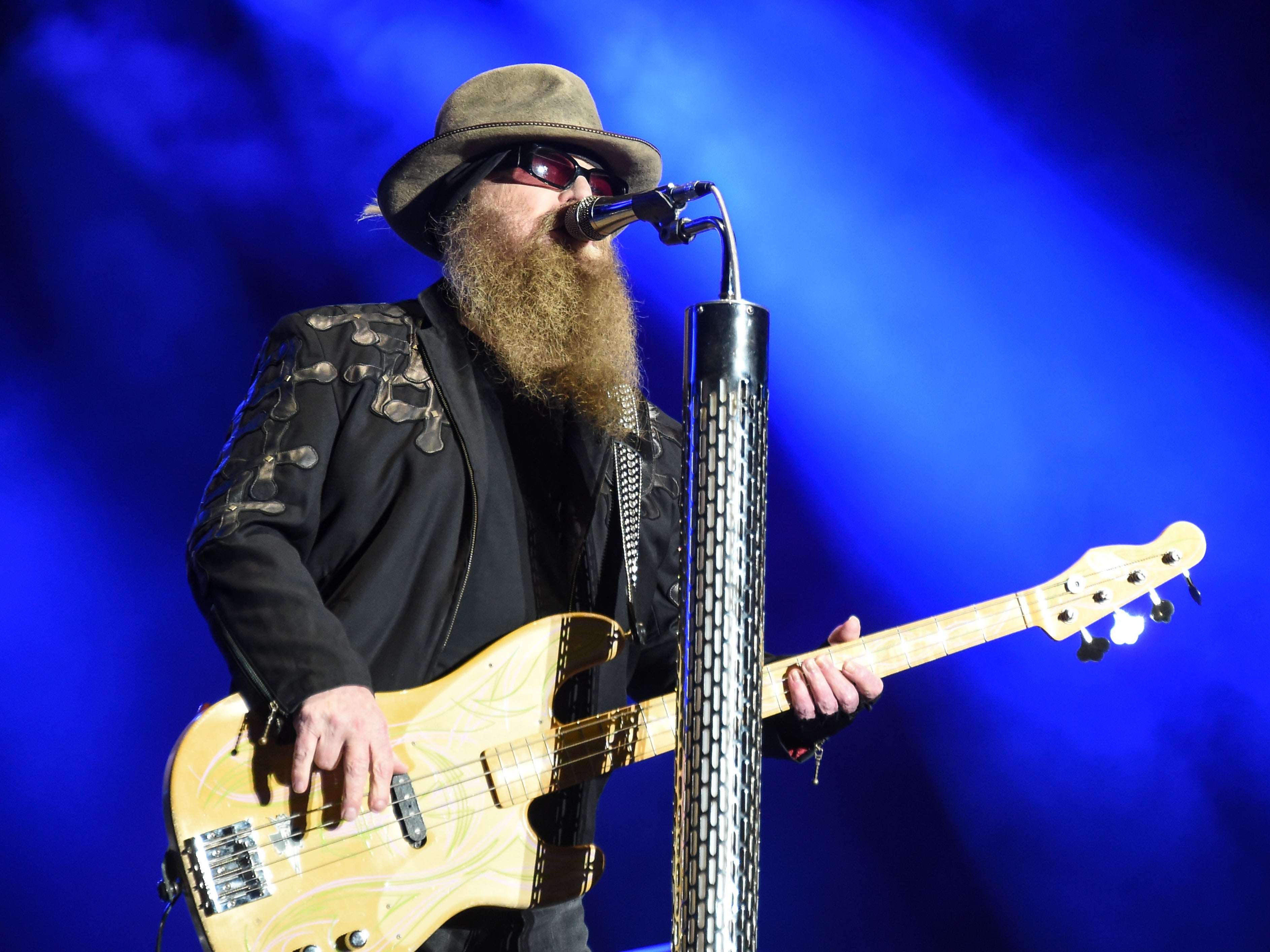 Dusty Hill of ZZ Top performs during the Eurockeennes rock music festival on 3 July 2016 in Belfort, France