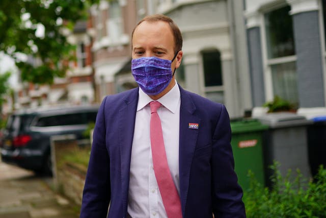 <p>Former Health Secretary Matt Hancock outside his home in north-west London</p>