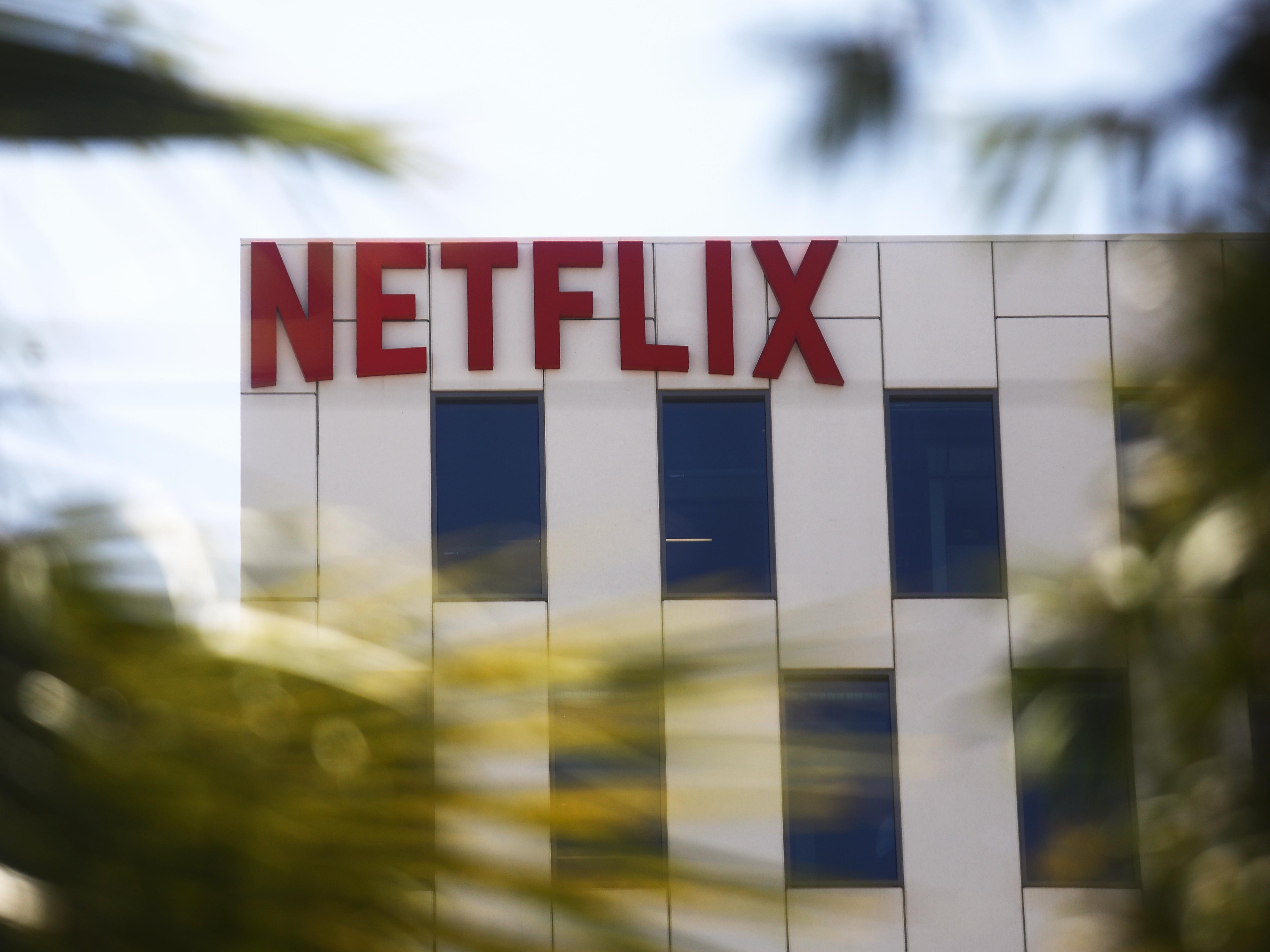 The Netflix logo is displayed at Netflix offices on Sunset Boulevard on 29 May 2019 in Los Angeles, California