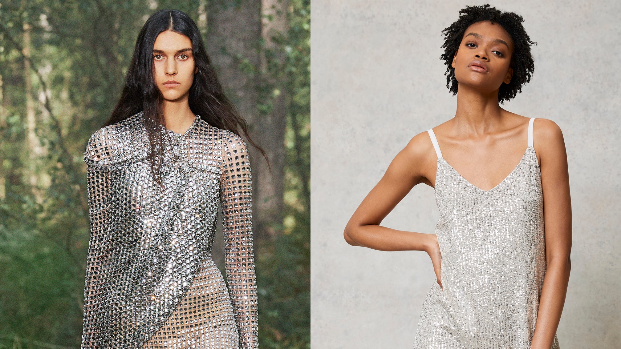 Sequins and glitter were awash on the SS21 catwalks (Burberry/Mint Velvet/PA)