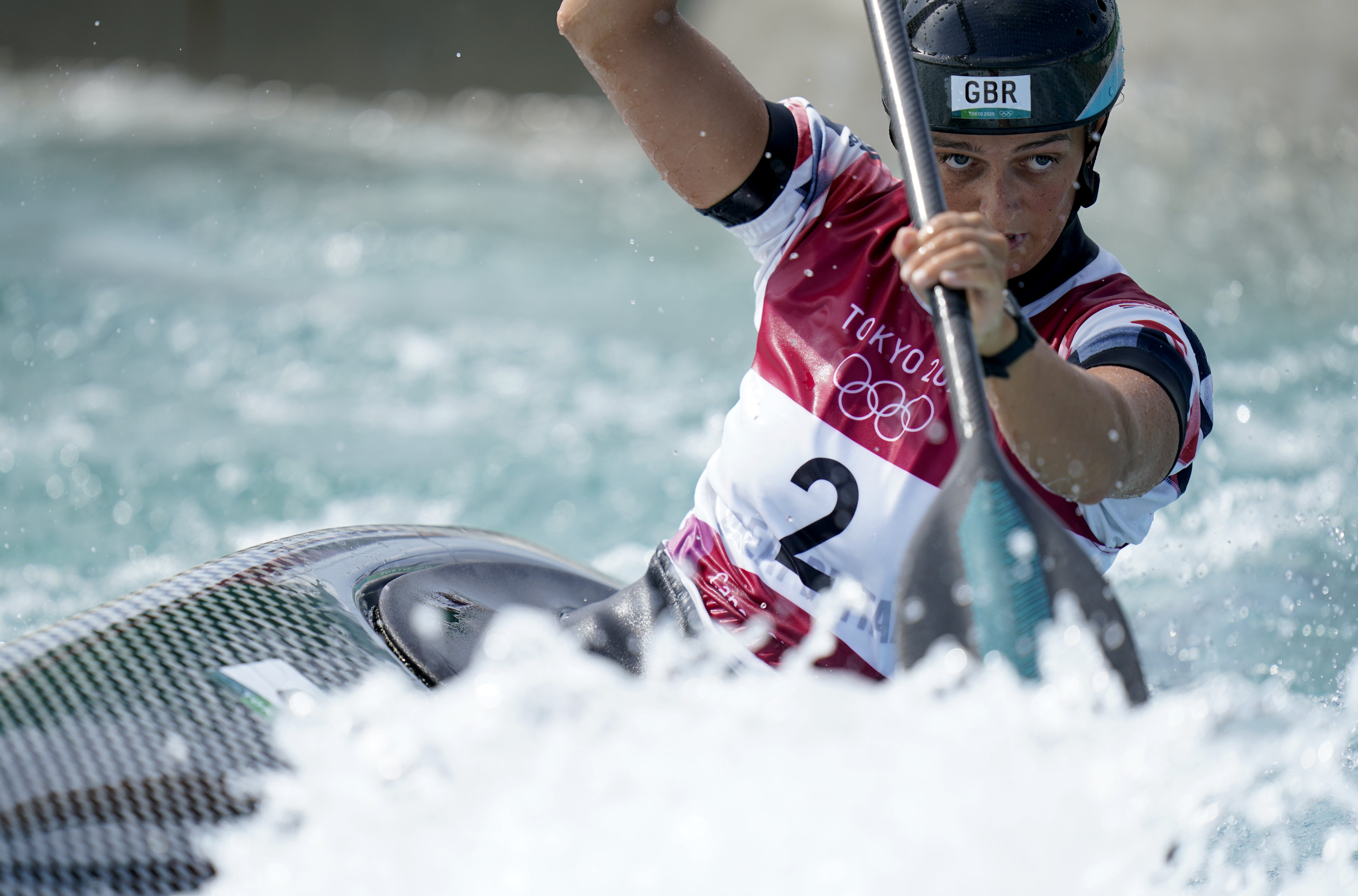 Great Britain’s Mallory Franklin en route to a silver medal in the women’s C1 Canoe Slalom final (Danny Lawson/PA Images).