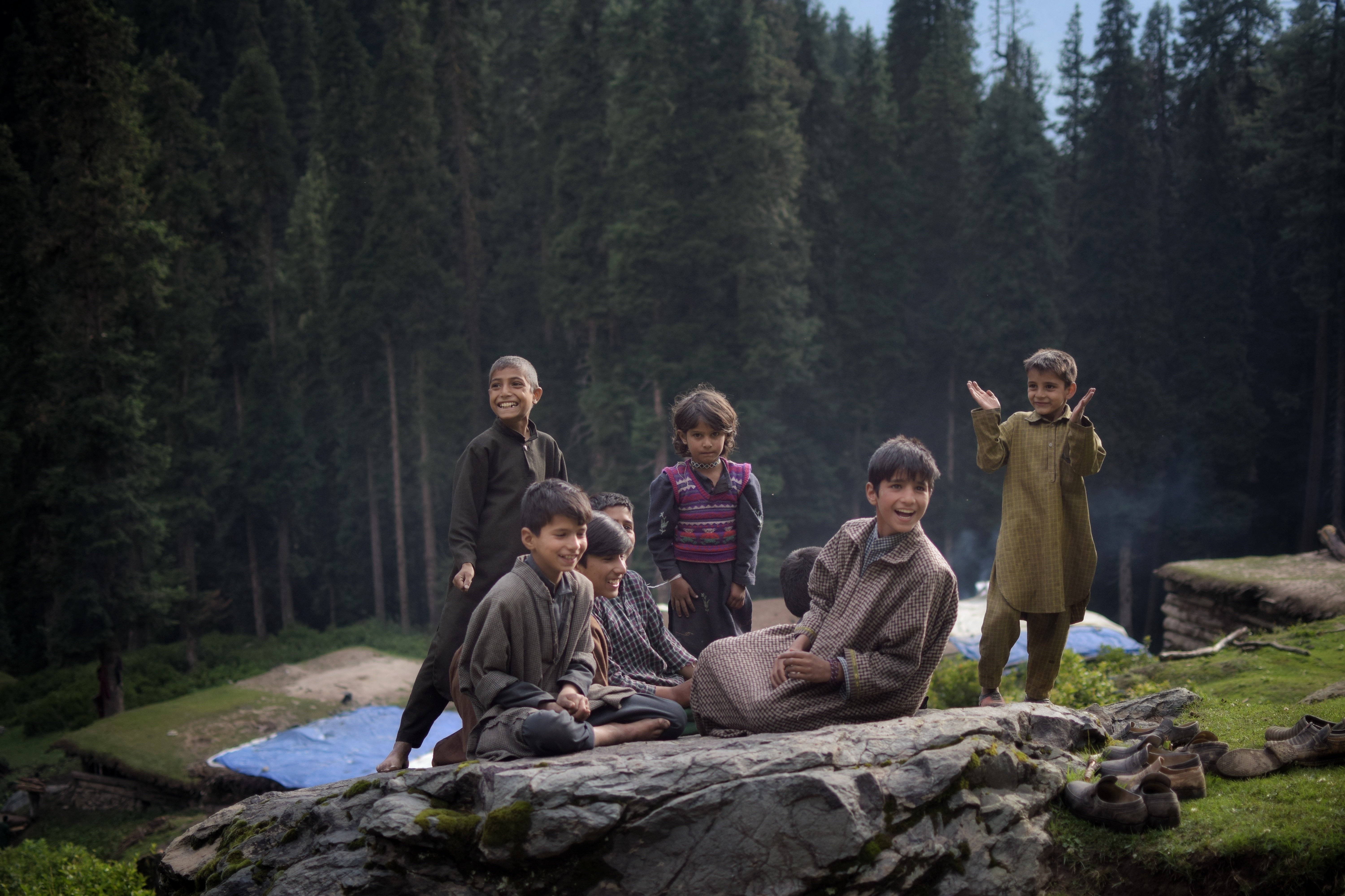 Children belonging to Gujjarand Bakarwal community near Gajjar Pathri, Pahalgam