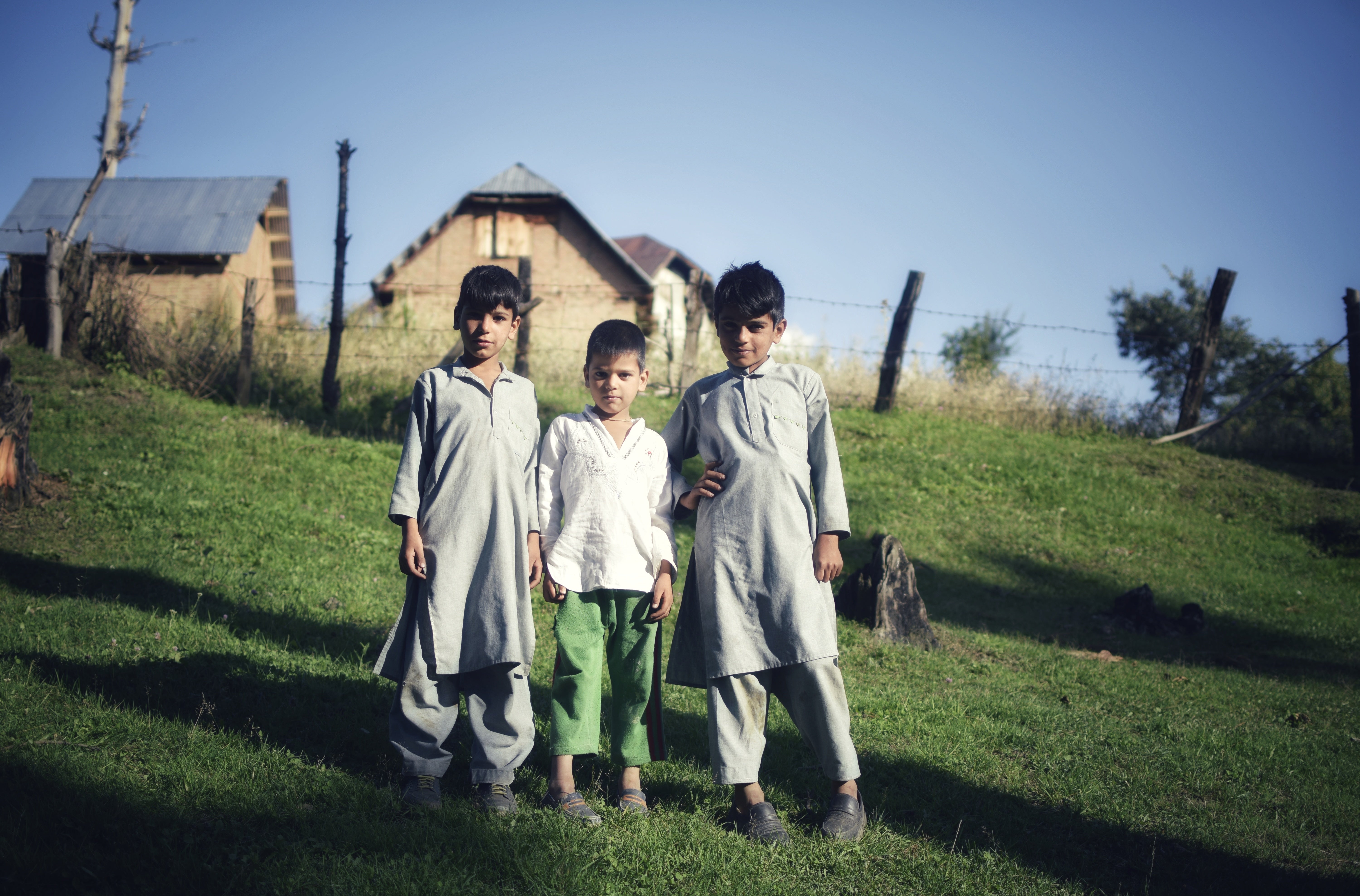 Children belonging to a tribal community posing for a picture in Kokernag, Anantnag