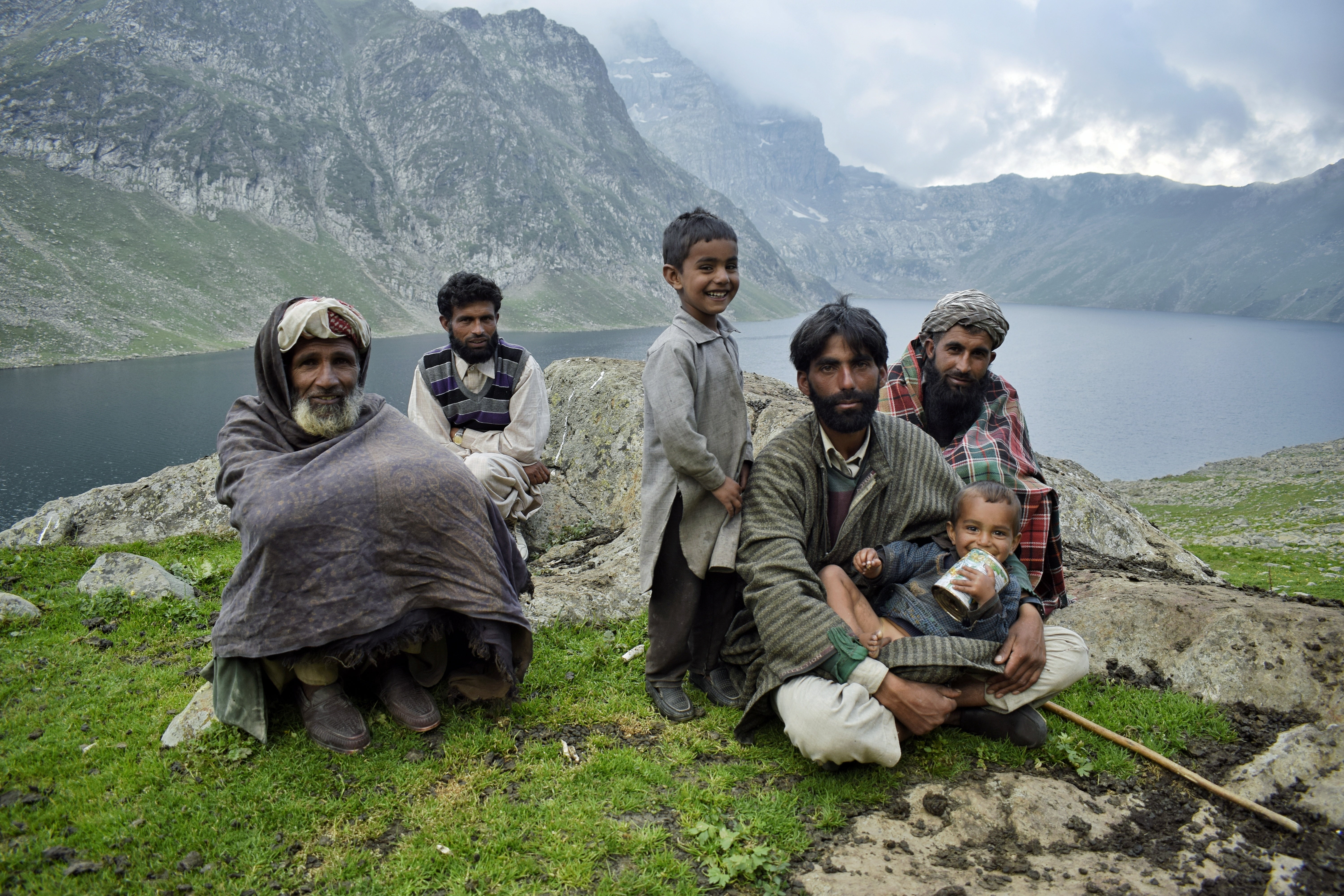 A nomadic pastoralist family near Tarsar Lake. This area is of very great significance for them as it is known for its lush-green meadows