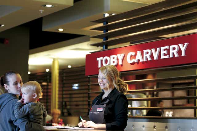 Mitchells & Butlers owns brands including Toby Carvery and Harvester (Mitchells & Butlers/PA)