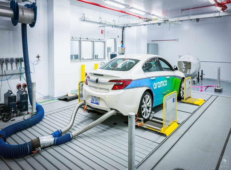 <p>An Aramco project measuring exhaust emissions from a vehicle </p>
