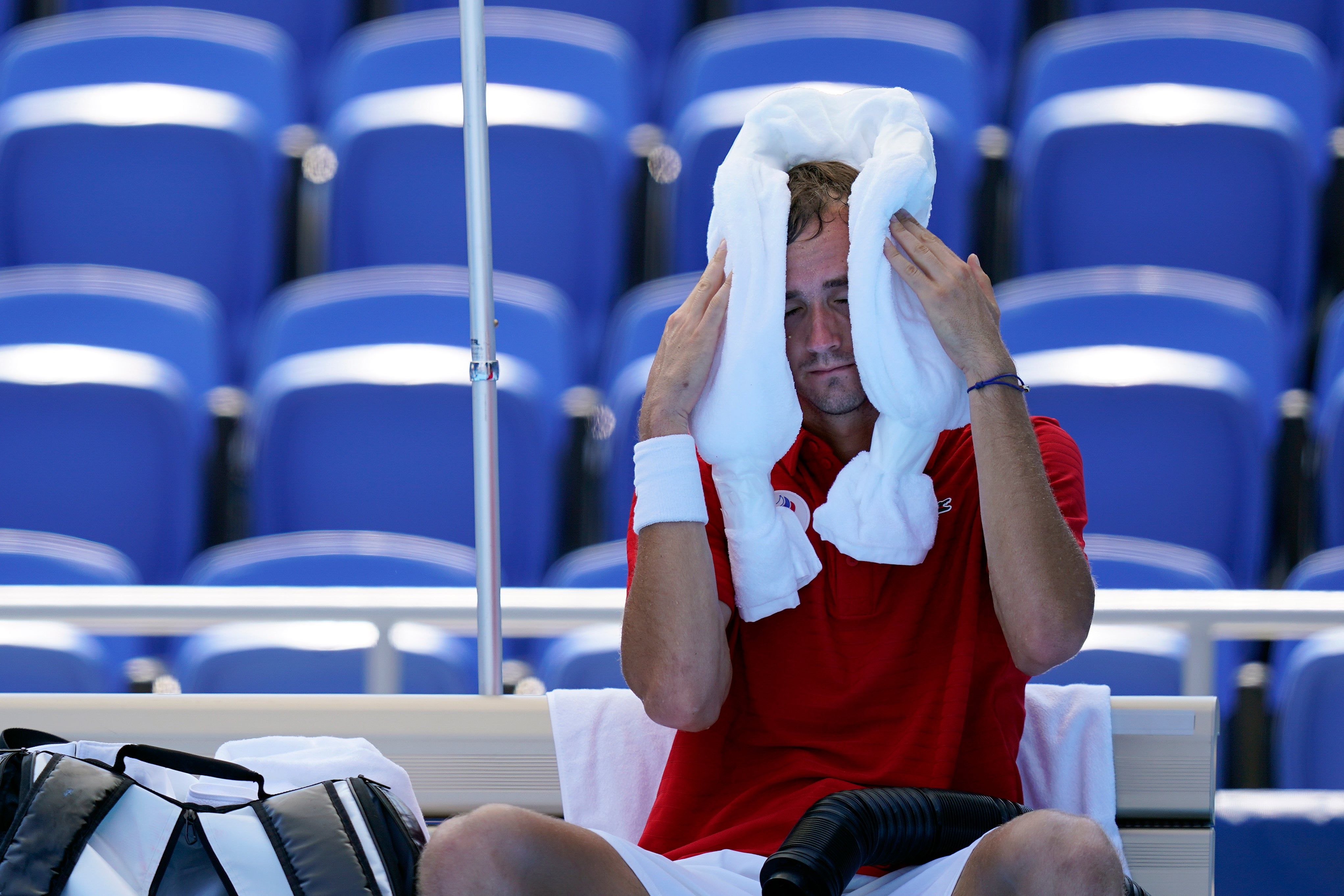 Daniil Medvedev has struggled with the heat this week (Patrick Semansky/AP)