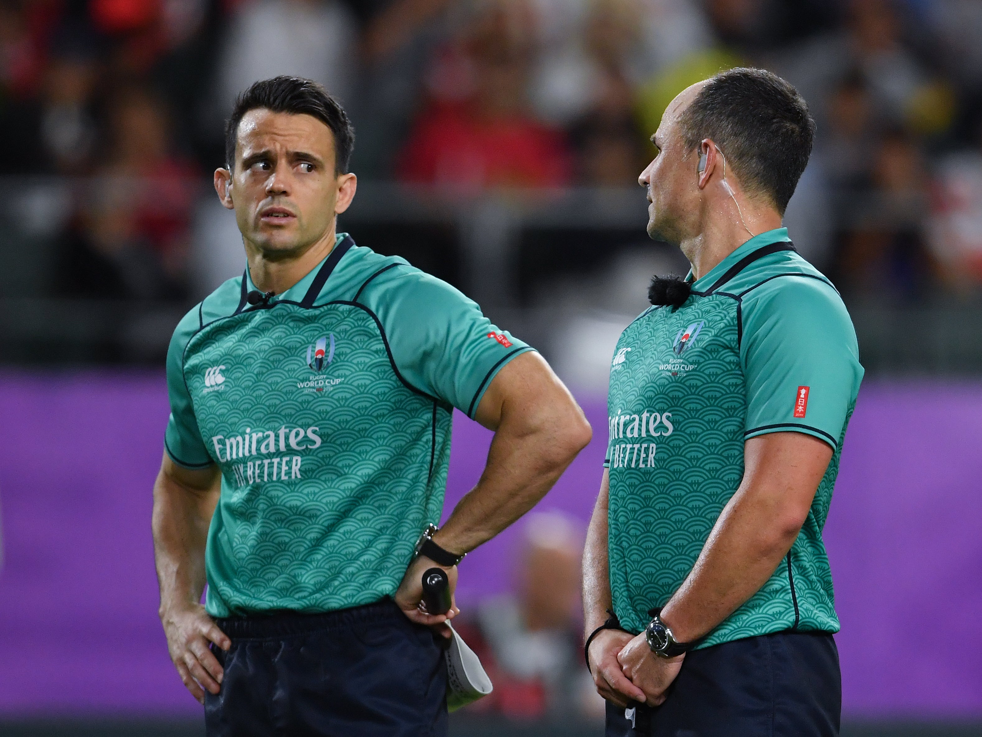 Referee Nic Berry, left, has had his performance in Saturday’s first Test pulled apart by Rassie Erasmus (Ashley Western/PA)