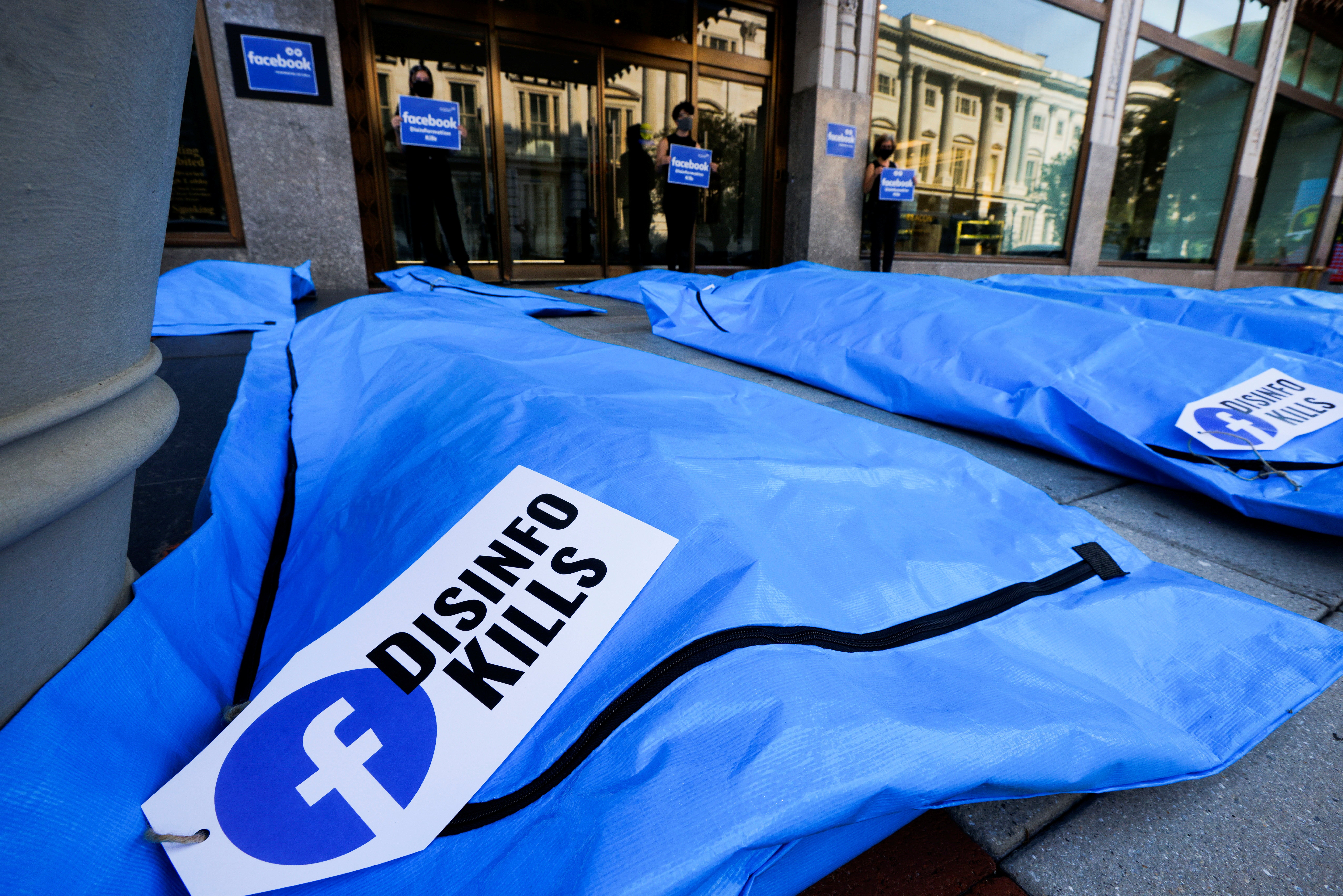 <p>A protest took place outside Facebook’s Washington,DC offices </p>