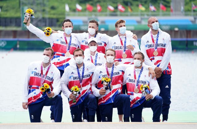 Great Britain celebrate their medal (Mike Egerton/PA)