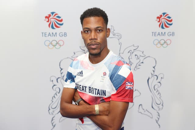<p>Zharnel Hughes during the athletics kitting out for the Tokyo Olympics.</p>