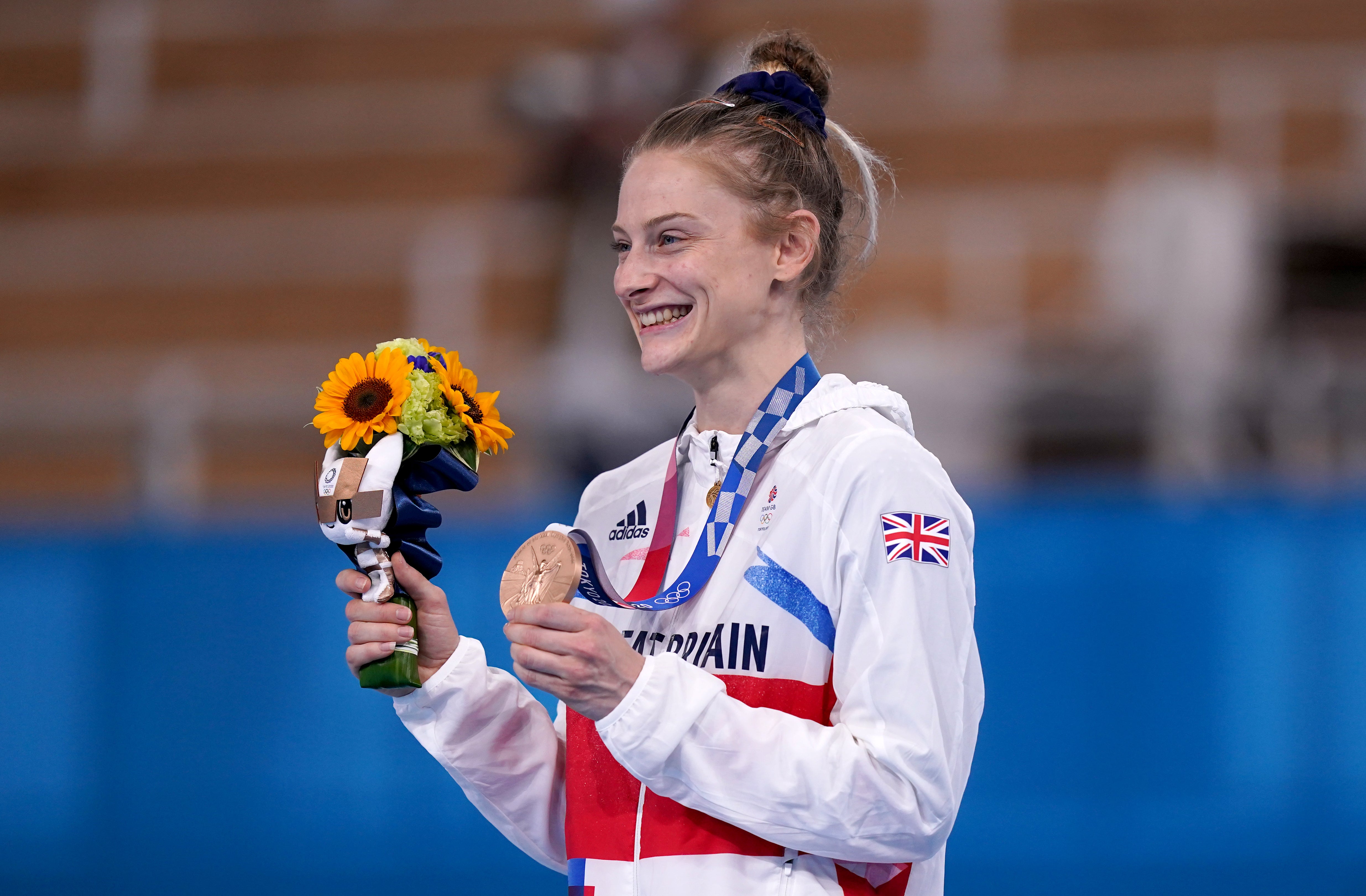 Bryony Page poses with her bronze medal