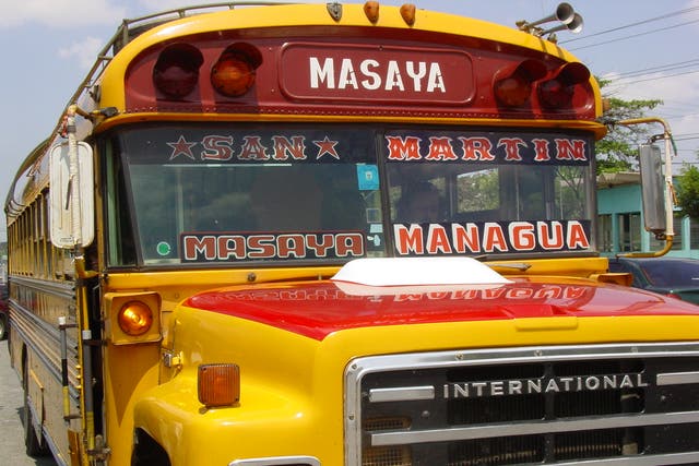 <p>Road warrior: bus on the Pan-American Highway in Nicaragua</p>