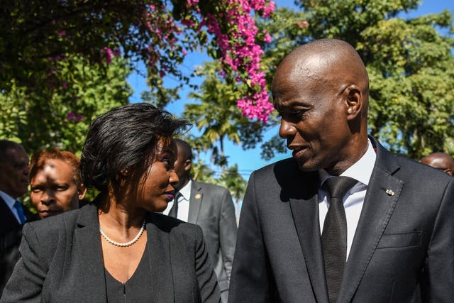 <p>Martine Mo?se (L) lost her husband President Jovenel Mo?se (R) in an assassination</p>