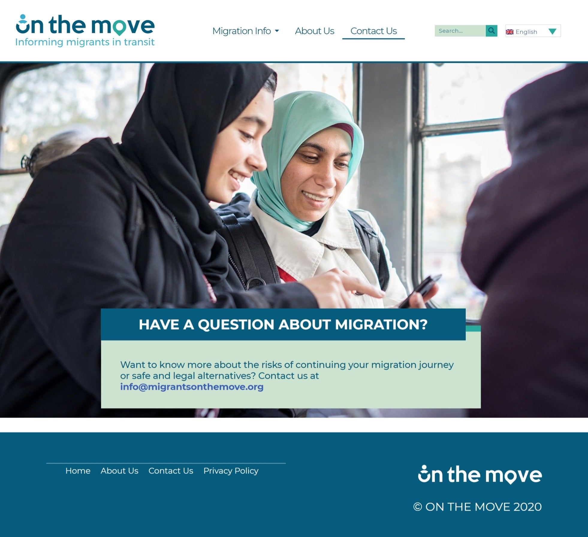 The ‘contact us’ section of the Home Office’s On The Move website