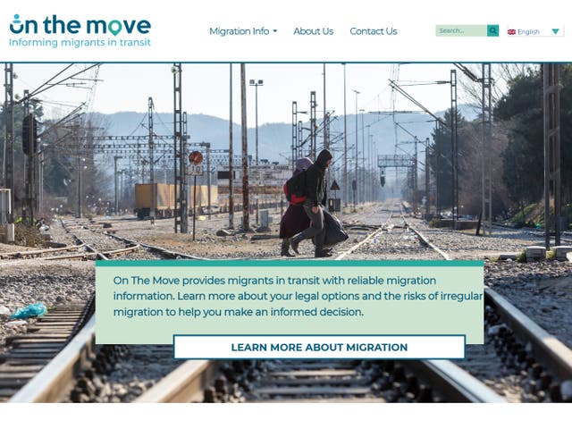 <p>The On The Move website, which was set up by the Home Office but does not disclose its affiliation</p>