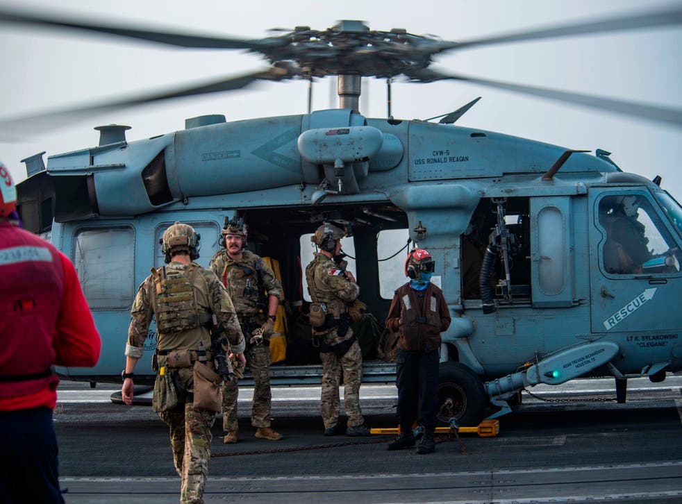 <p>A MH-60S Seahawk helicopter, like the one pictured, went down off the coast of San Diego late Tuesday afternoon. </p>