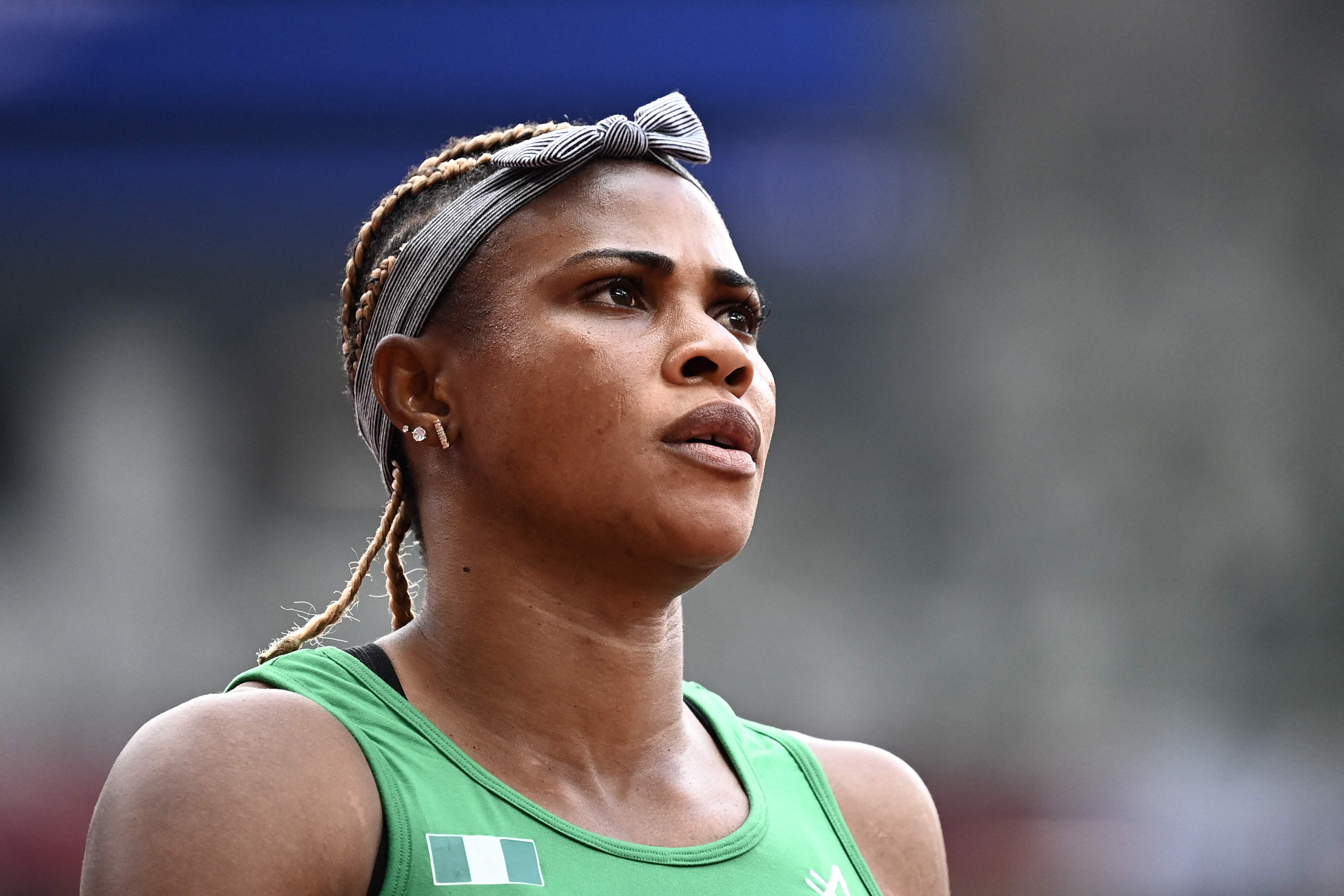 Blessing Okagbare ran in the women’s 100m during the heats in Tokyo