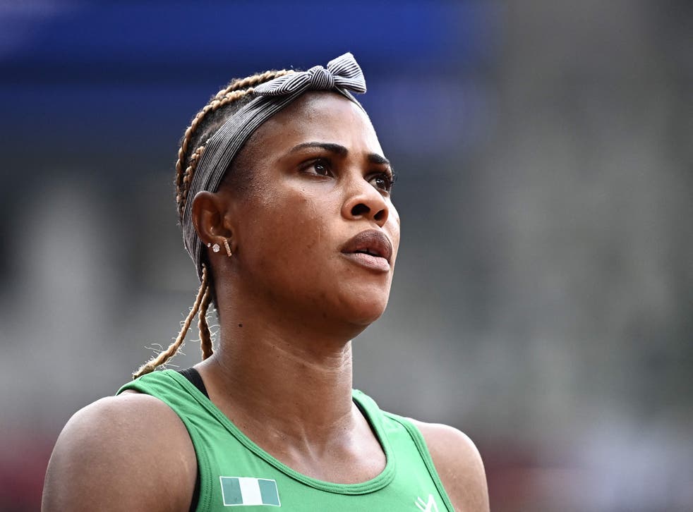 <p>Blessing Okagbare ran in the women’s 100m during the heats in Tokyo </p>