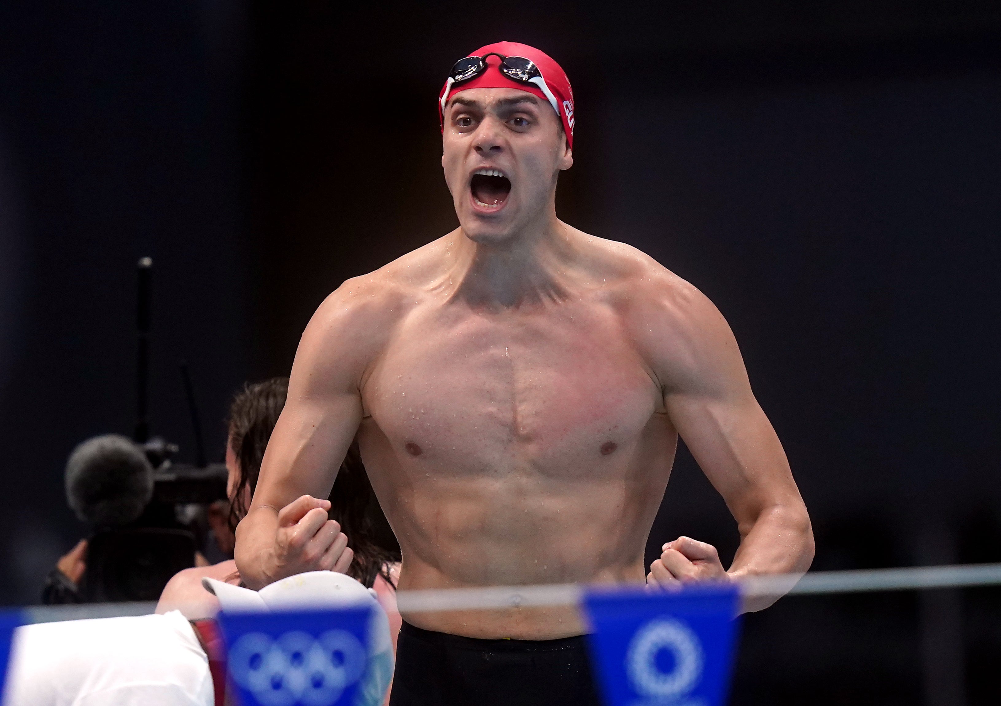 Great Britain’s James Guy celebrates the gold medal in the mixed medley relay final (Adam Davy/PA)