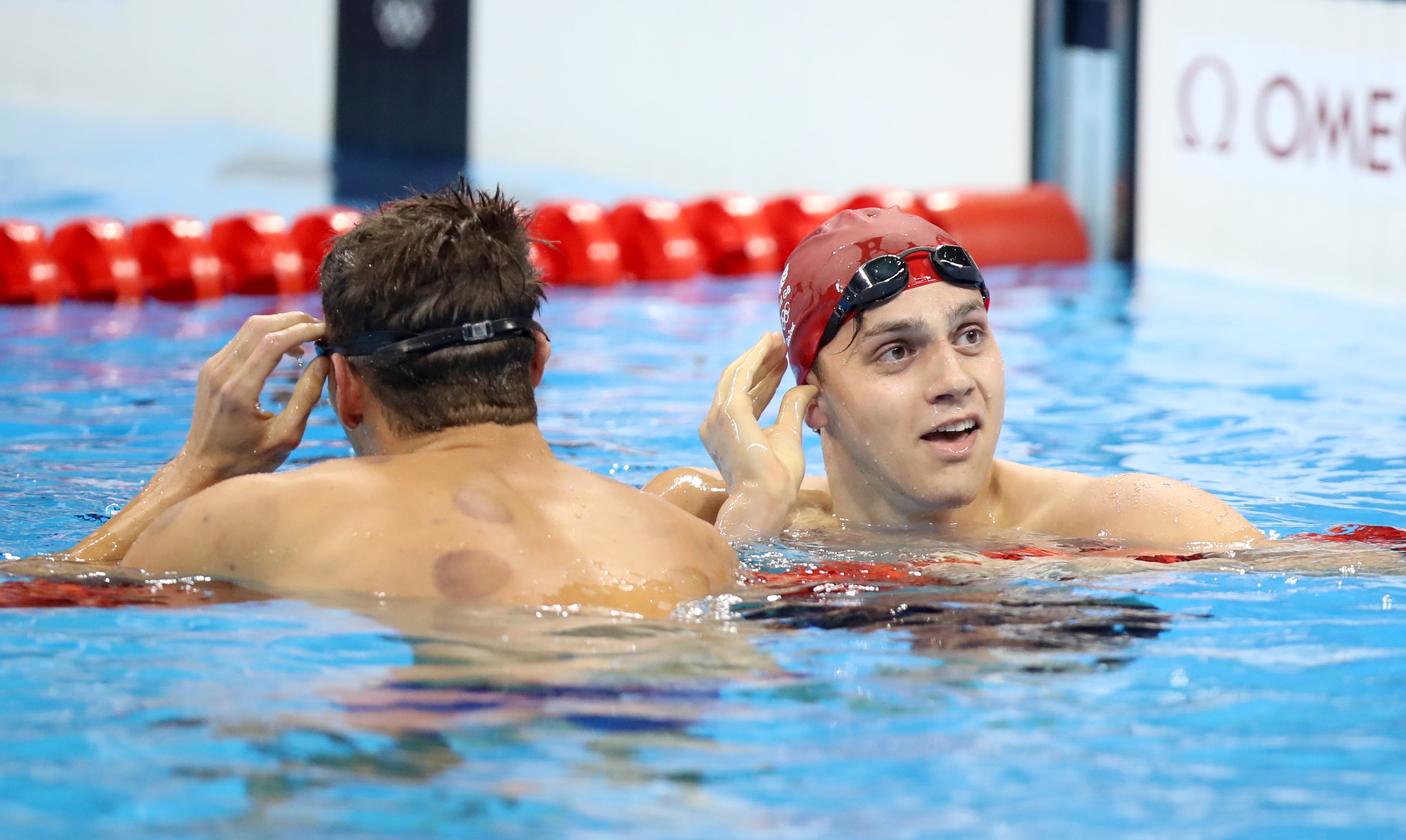 James Guy in the pool at Rio after a silver in the men’s 4x200m freestyle relay final (Mike Egerton/PA)