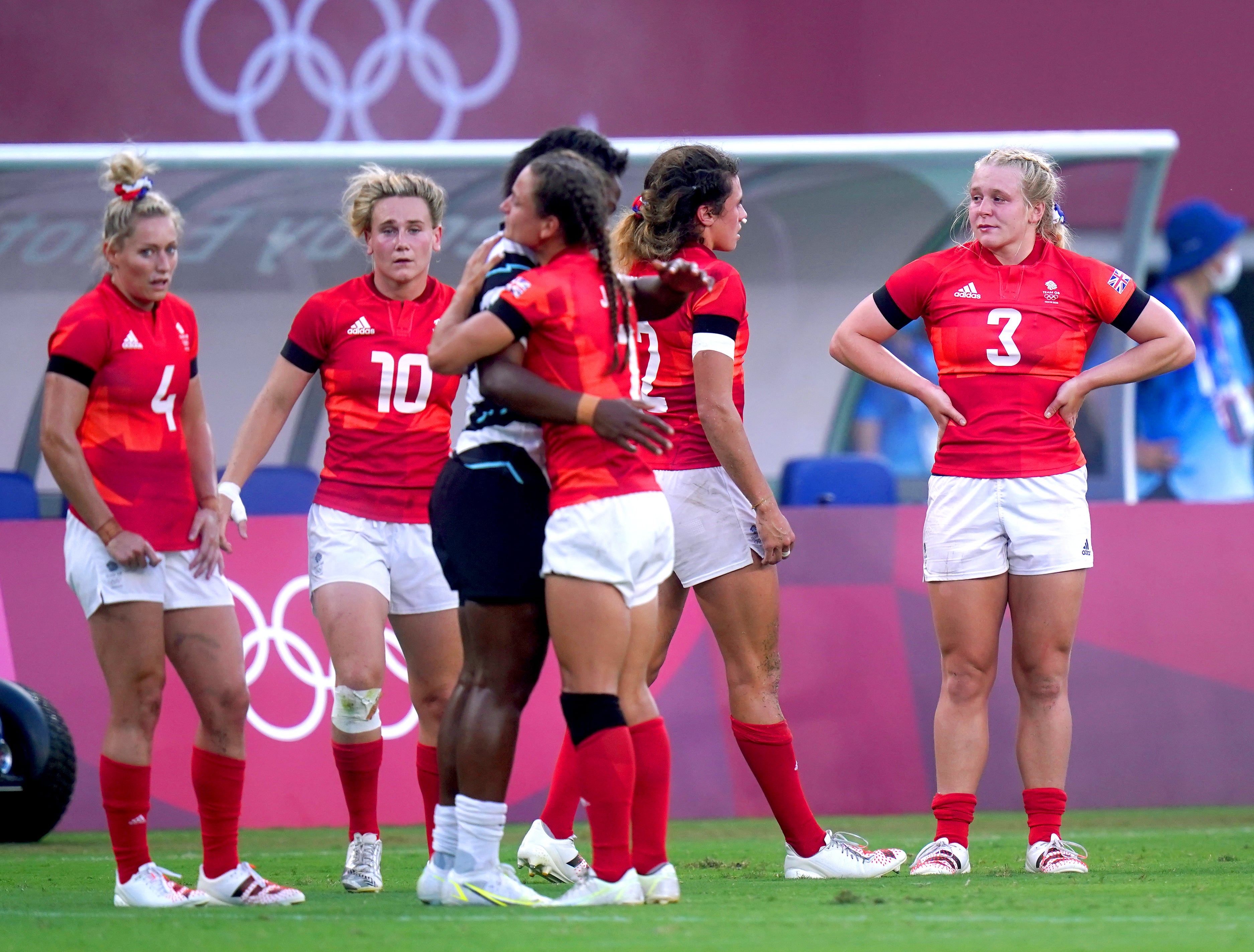 Great Britain players after the Olympics bronze medal match (Adam Davy/PA)