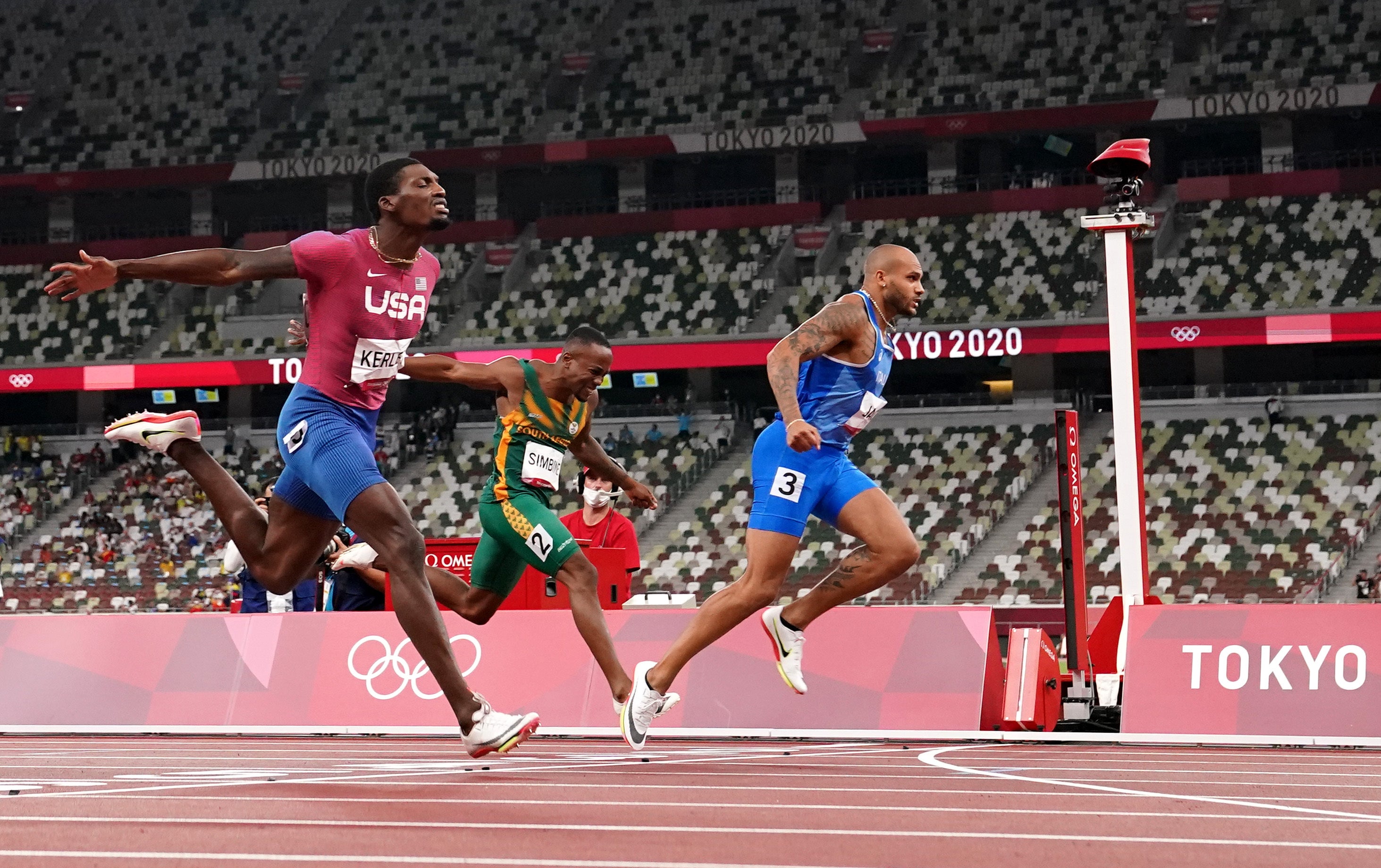 Italy’s Lamont Marcell Jacobs wins the 100m in Tokyo, posting a third successive personal best in the process