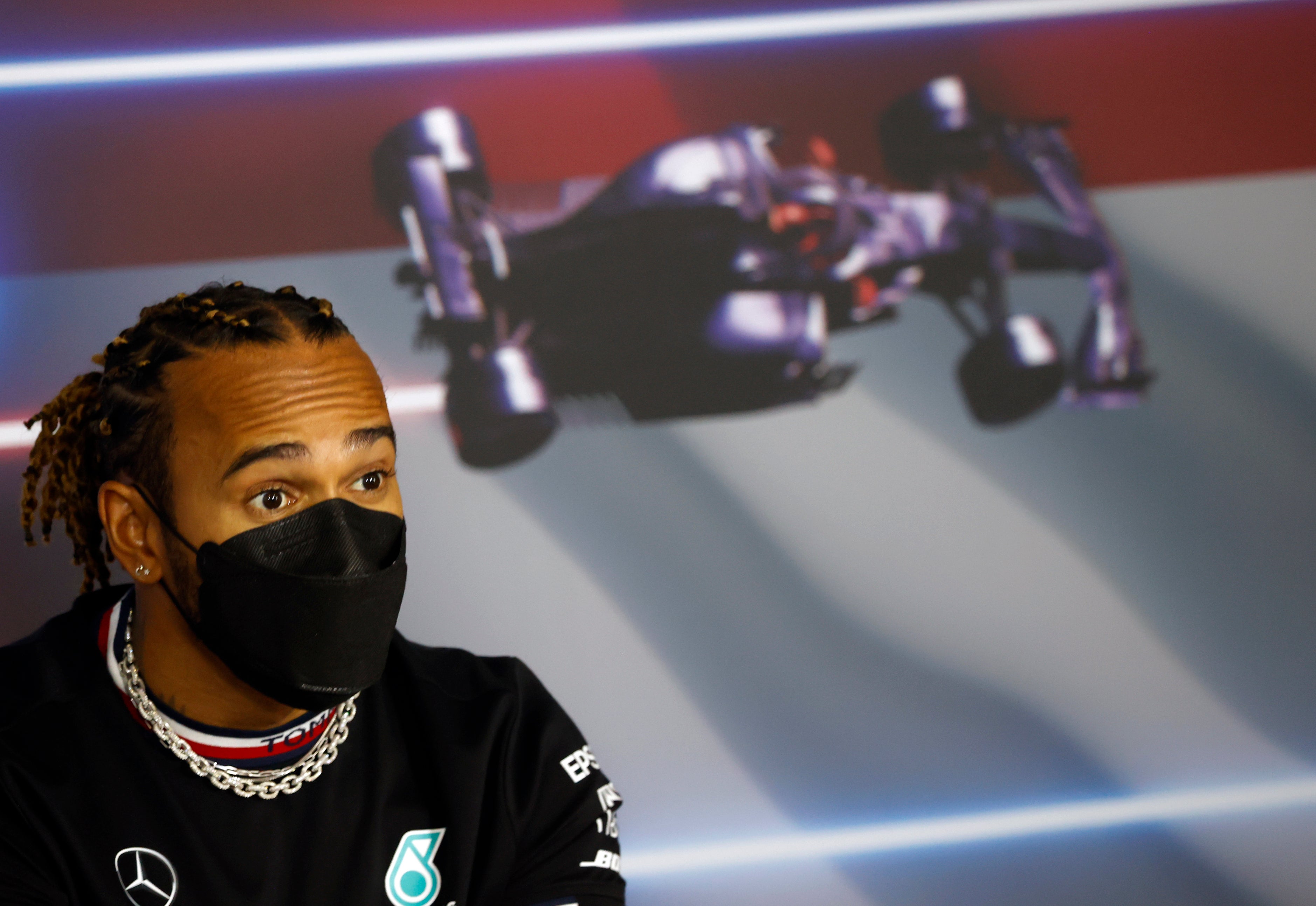 Lewis Hamilton arrived late for his media conference at the Hungaroring (Florion Goga/AP)