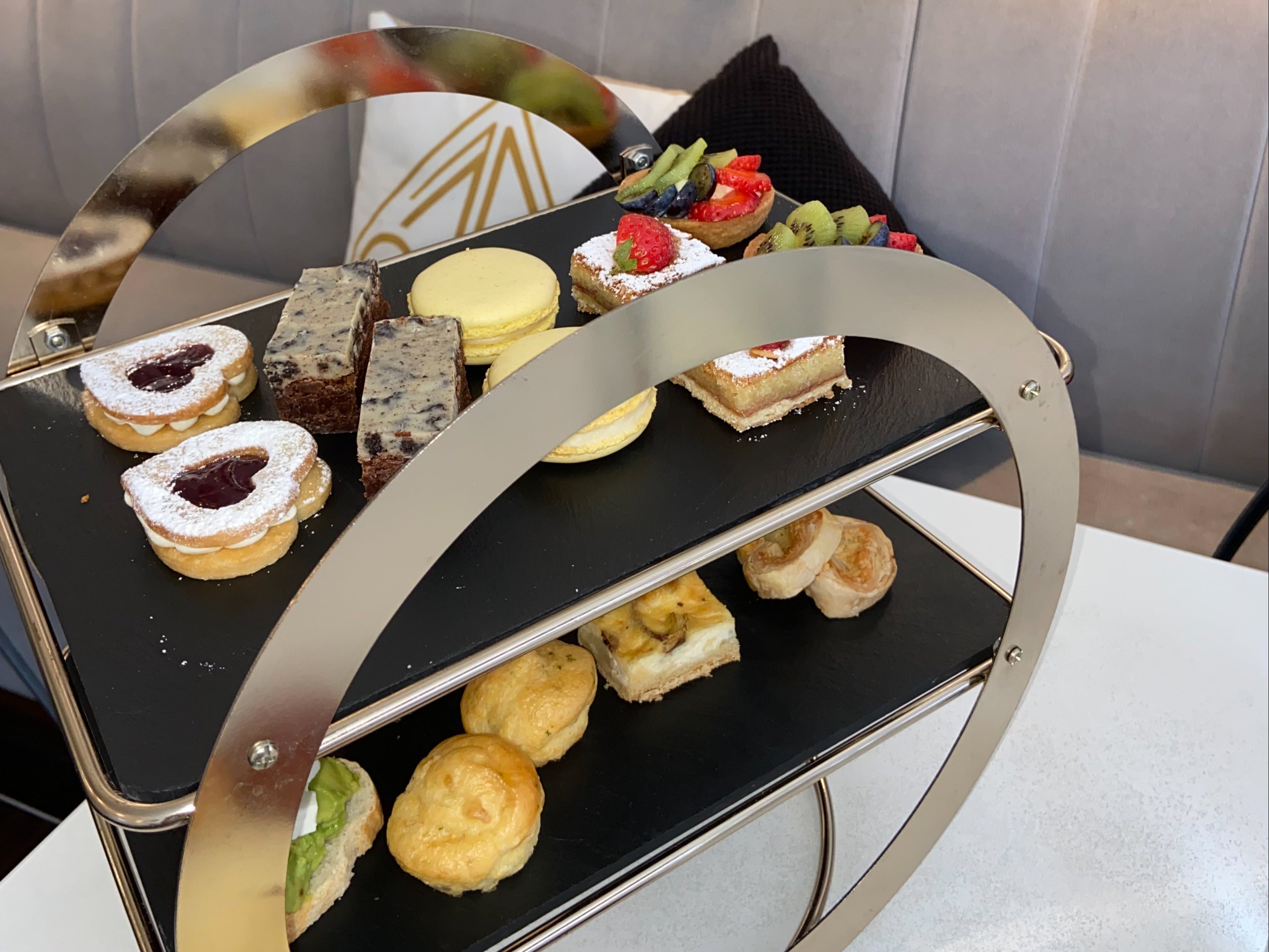 The afternoon tea tray features far more than cucumber and watercress sandwiches