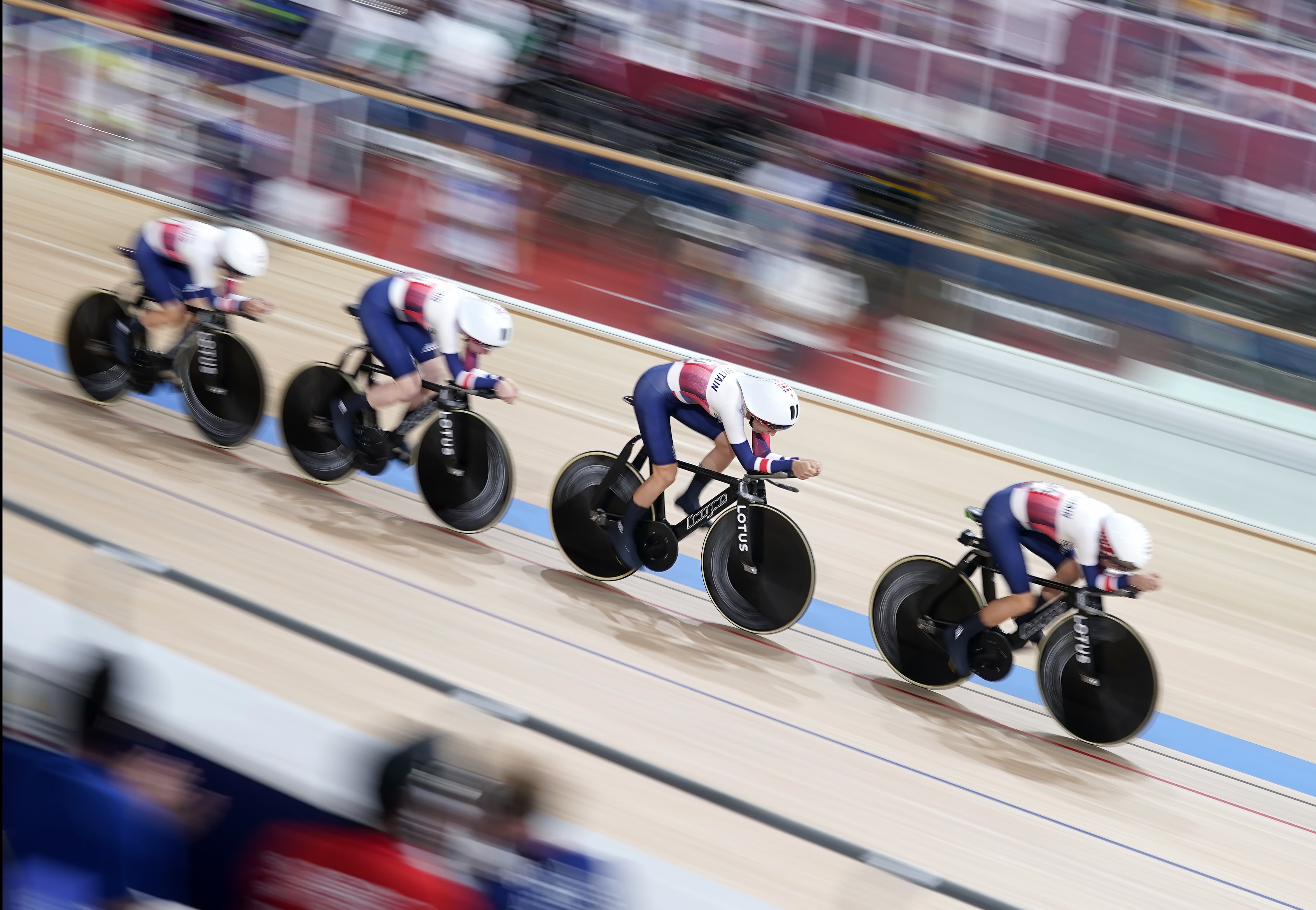 Katie Archibald, Elinor Barker, Laura Kenny and Josie Knight qualified second fastest (Danny Lawson/PA)