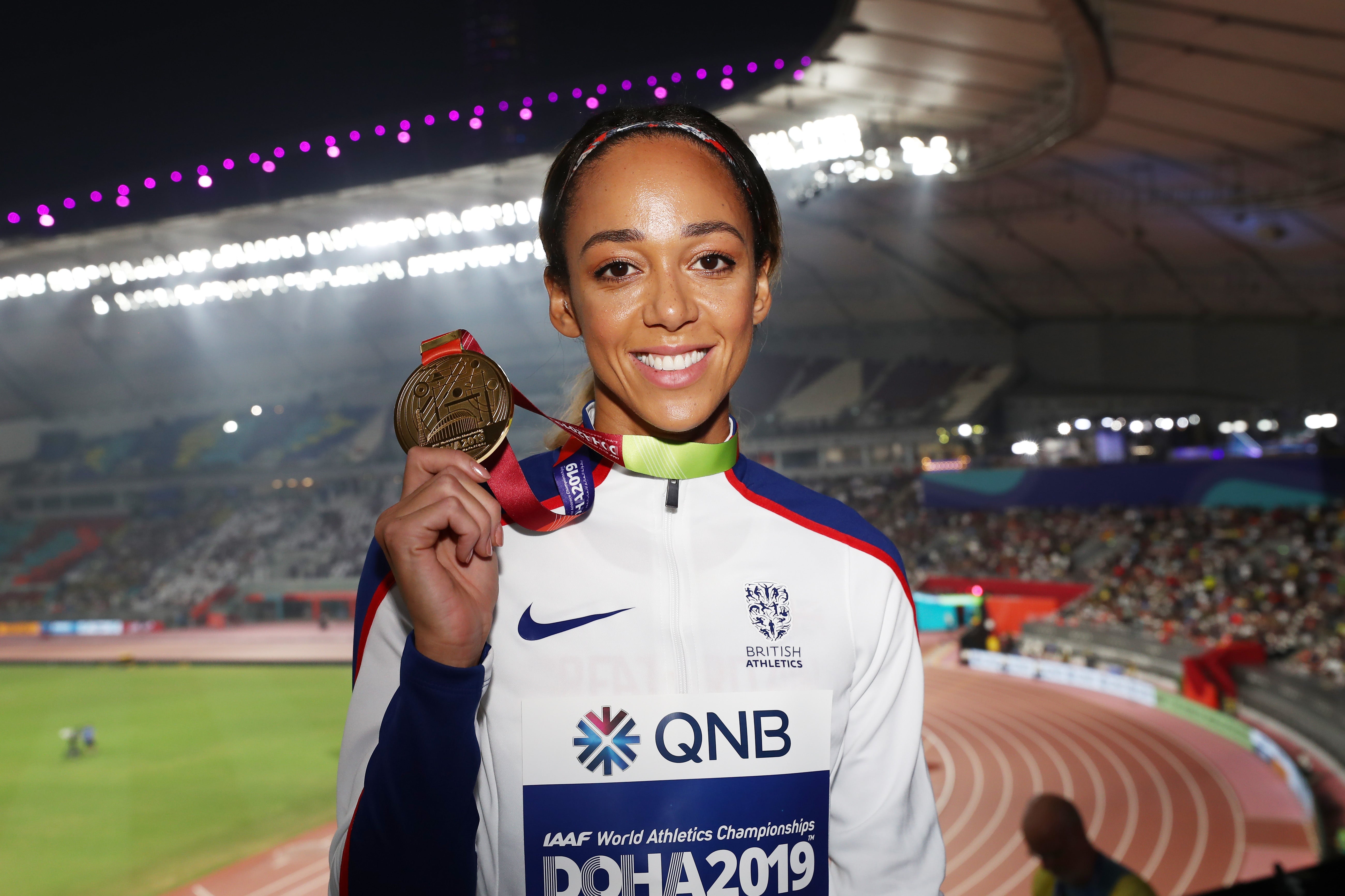 Gold medallist Katarina Johnson-Thompson of Great Britain in Doha