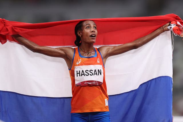<p>Sifan Hassan of Team Netherlands celebrates</p>