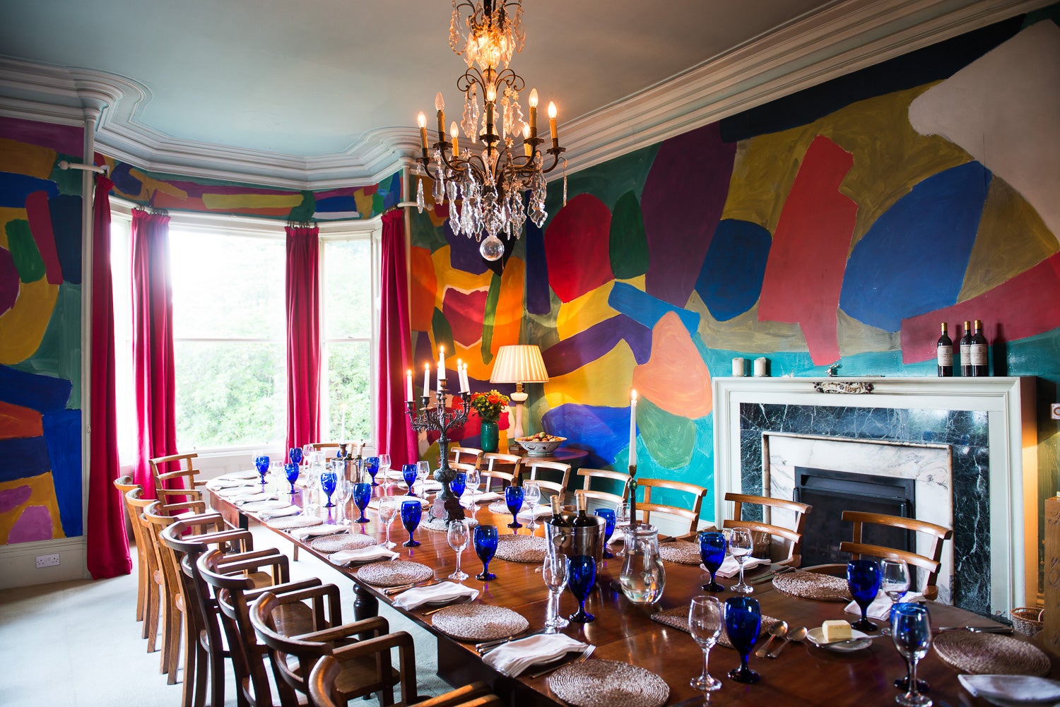 The colourful dining room at Eilean Shona’s main house