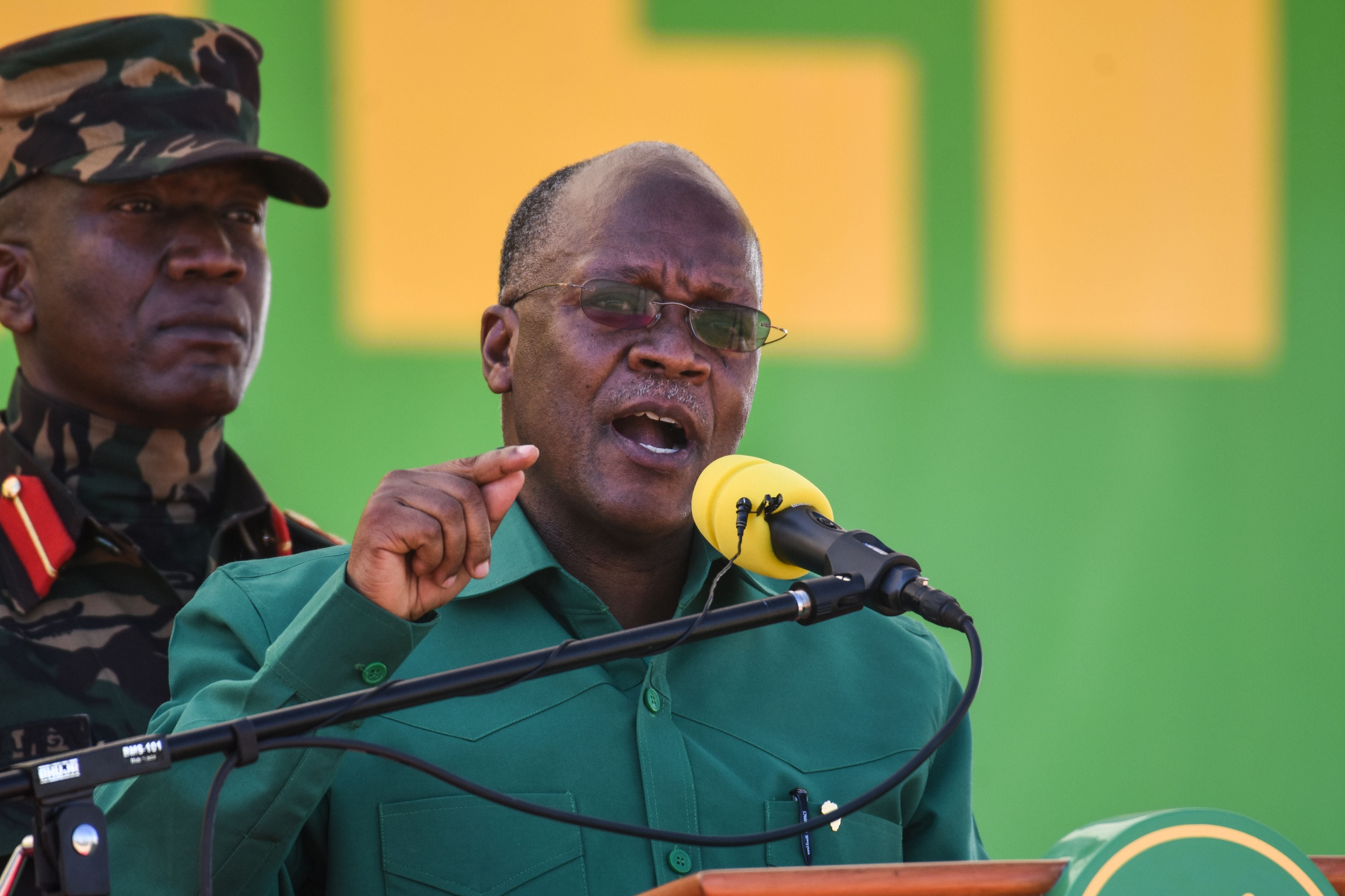 Former President John Magufuli at his campaign launch in the 2020 general election in Tanzania