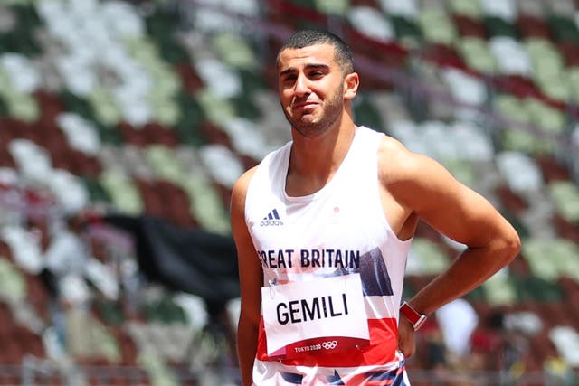 <p>Adam Gemili looked emotional as he walked to the line</p>