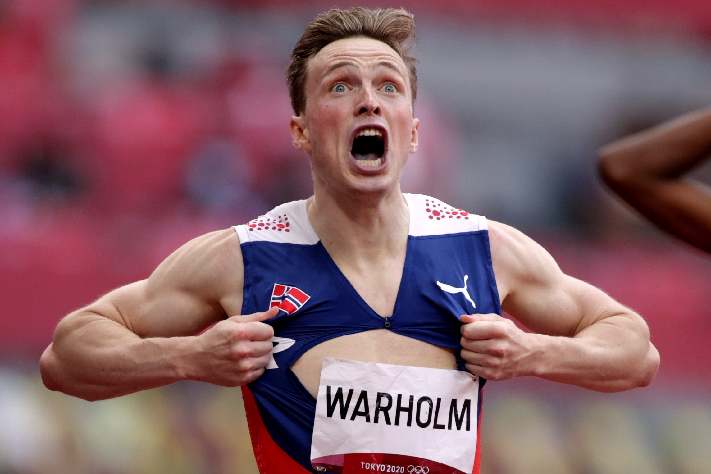 Karsten Warholm celebrates incredible run