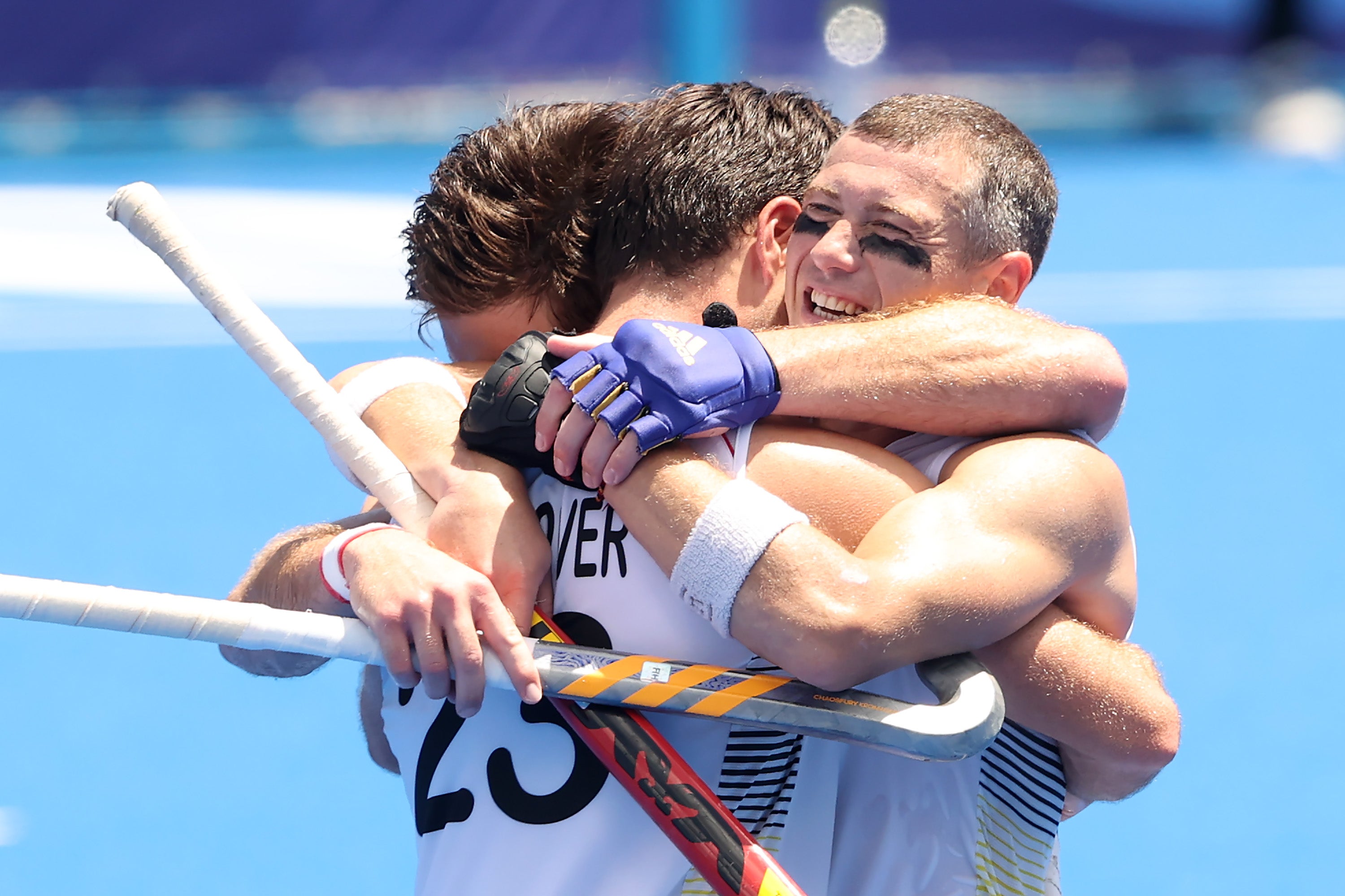 John-John Dominique M Dohmen and Arthur Anne-Marie Thierry de Sloover of Team Belgium celebrate