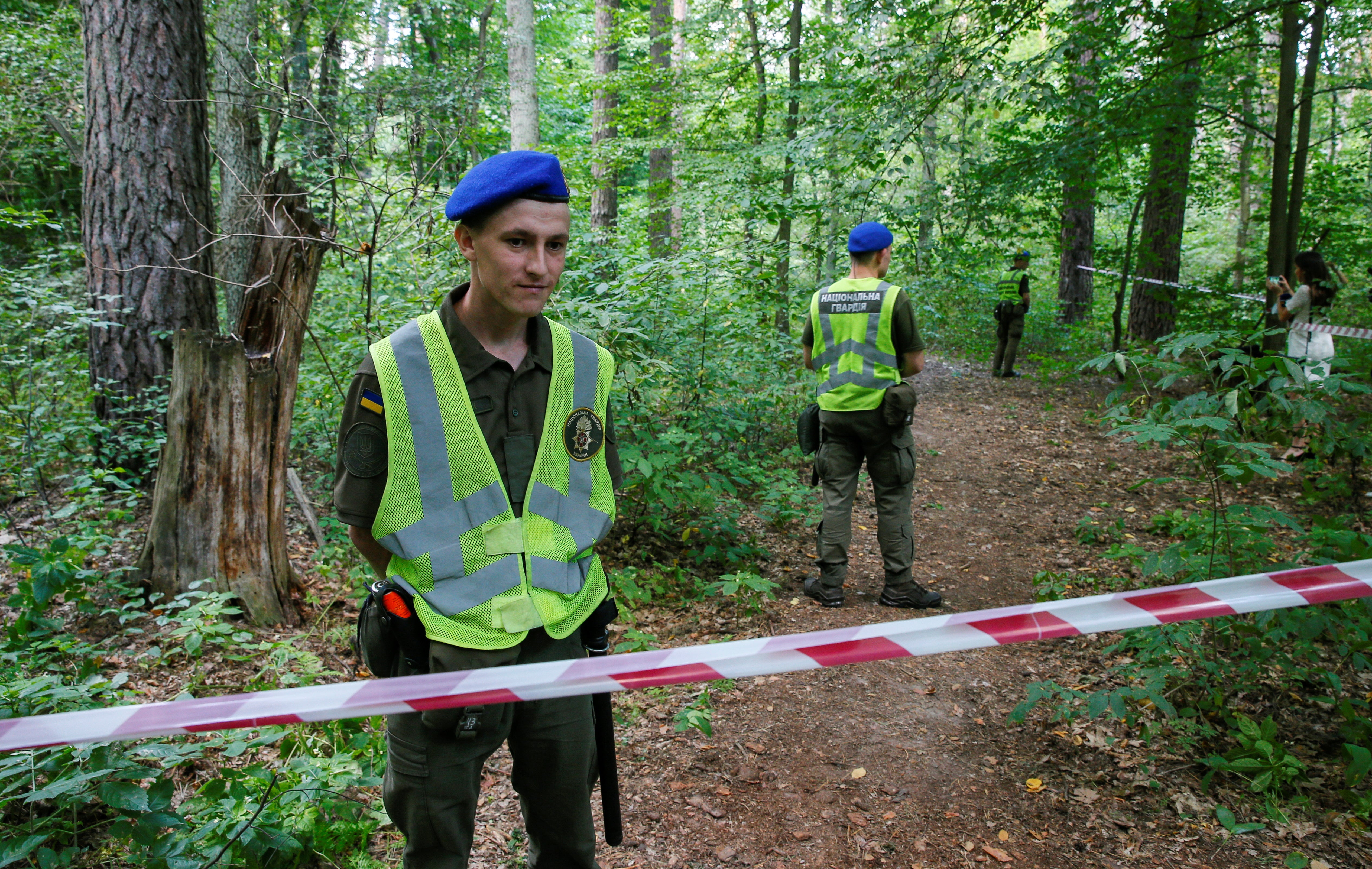 A view of the site where Vitaly Shishov was found dead in a Kyiv park