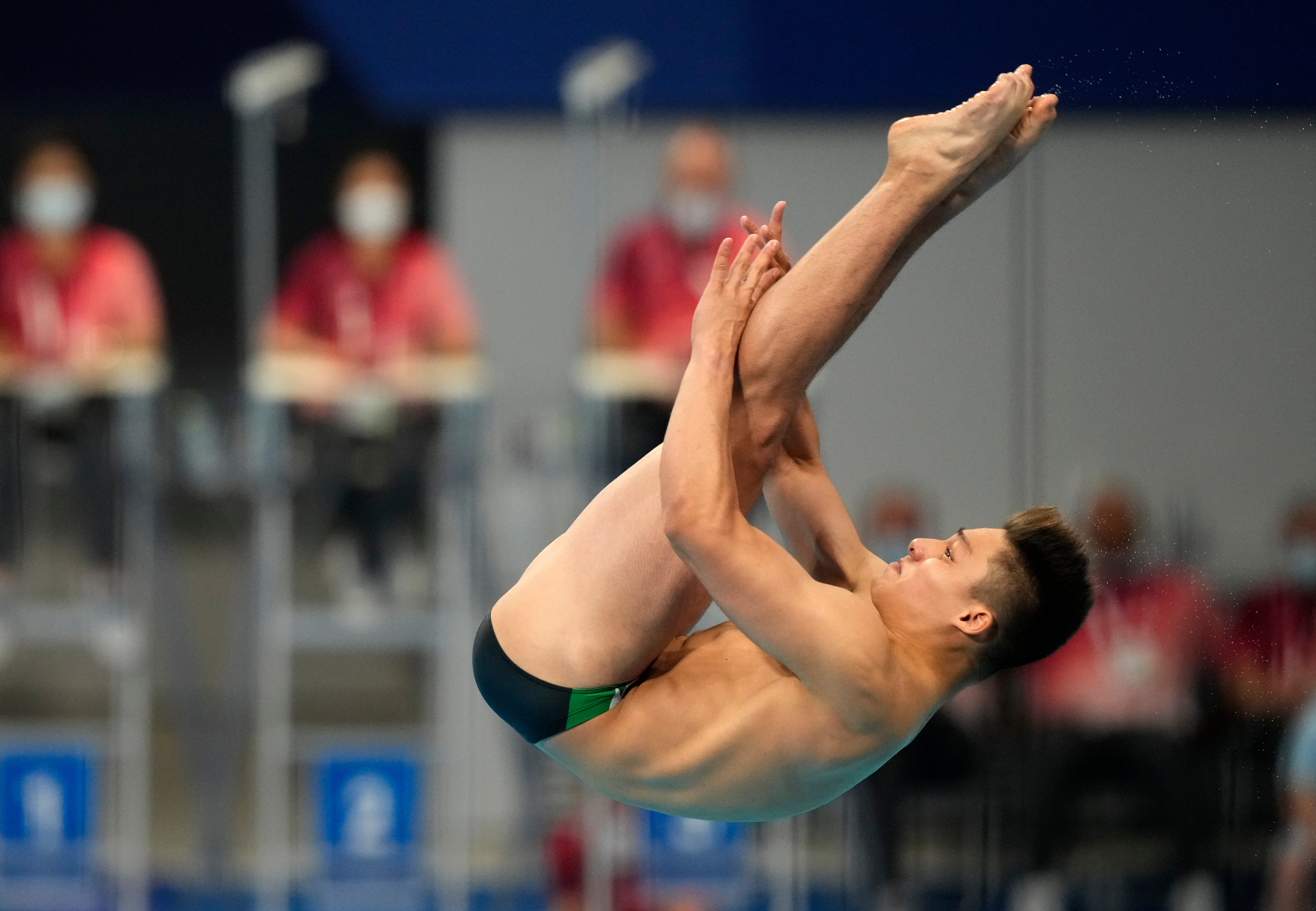 <p>Rommel Pacheco Marrufo, de México, compite en la semifinal de trampolín de salto masculino de 3 metros en el Centro Acuático de Tokio en los Juegos Olímpicos de Verano de 2020, el martes 3 de agosto de 2021 en Tokio, Japón. </p>