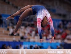 Simone Biles: USA star savours return to Olympic action in taking bronze on beam