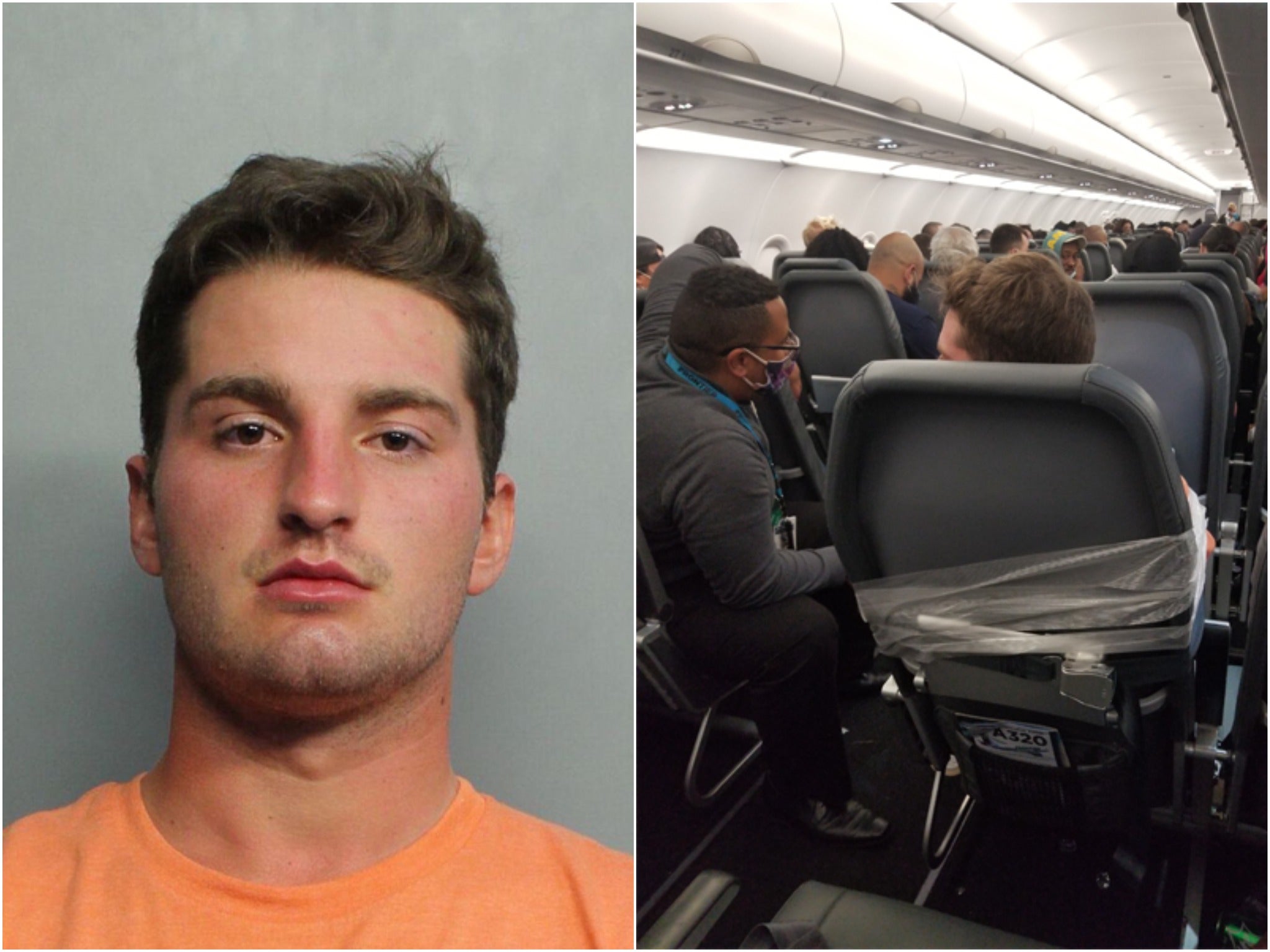 A passenger on a Frontier Airlines flight was duct-taped to his chair after punching a male flight attendant and groping female members of the crew.
