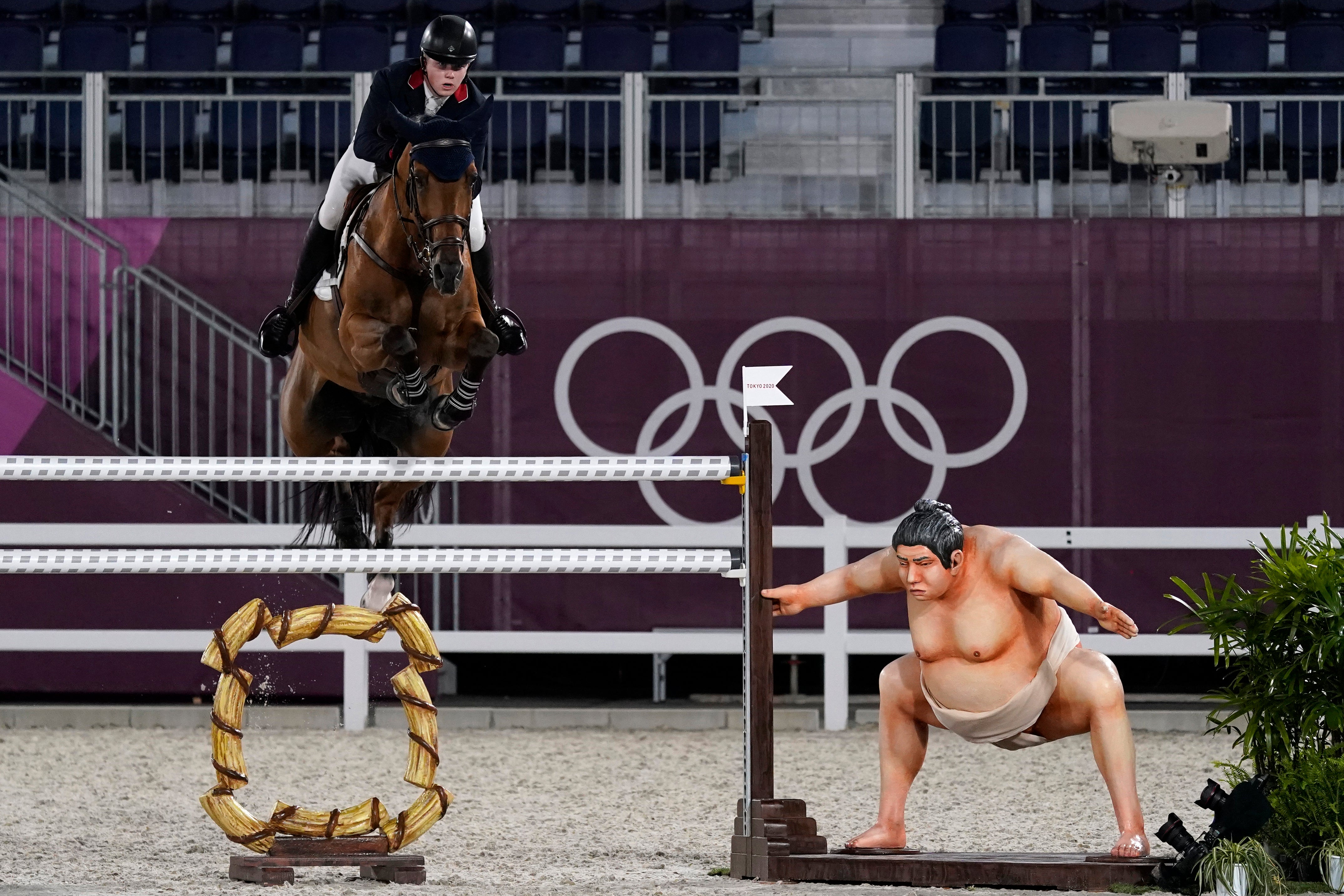 Tokyo Olympics Equestrian riders say horses might be spooked by sumo statue The Independent