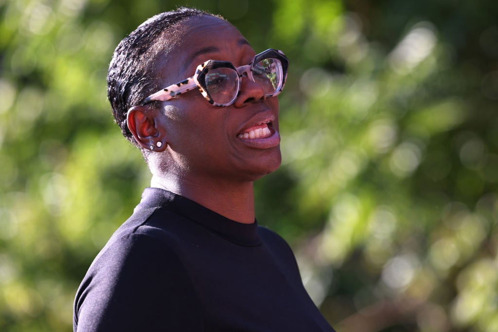 Nina Turner speaks during a ‘Get Out the Vote’ canvassing event in Ohio